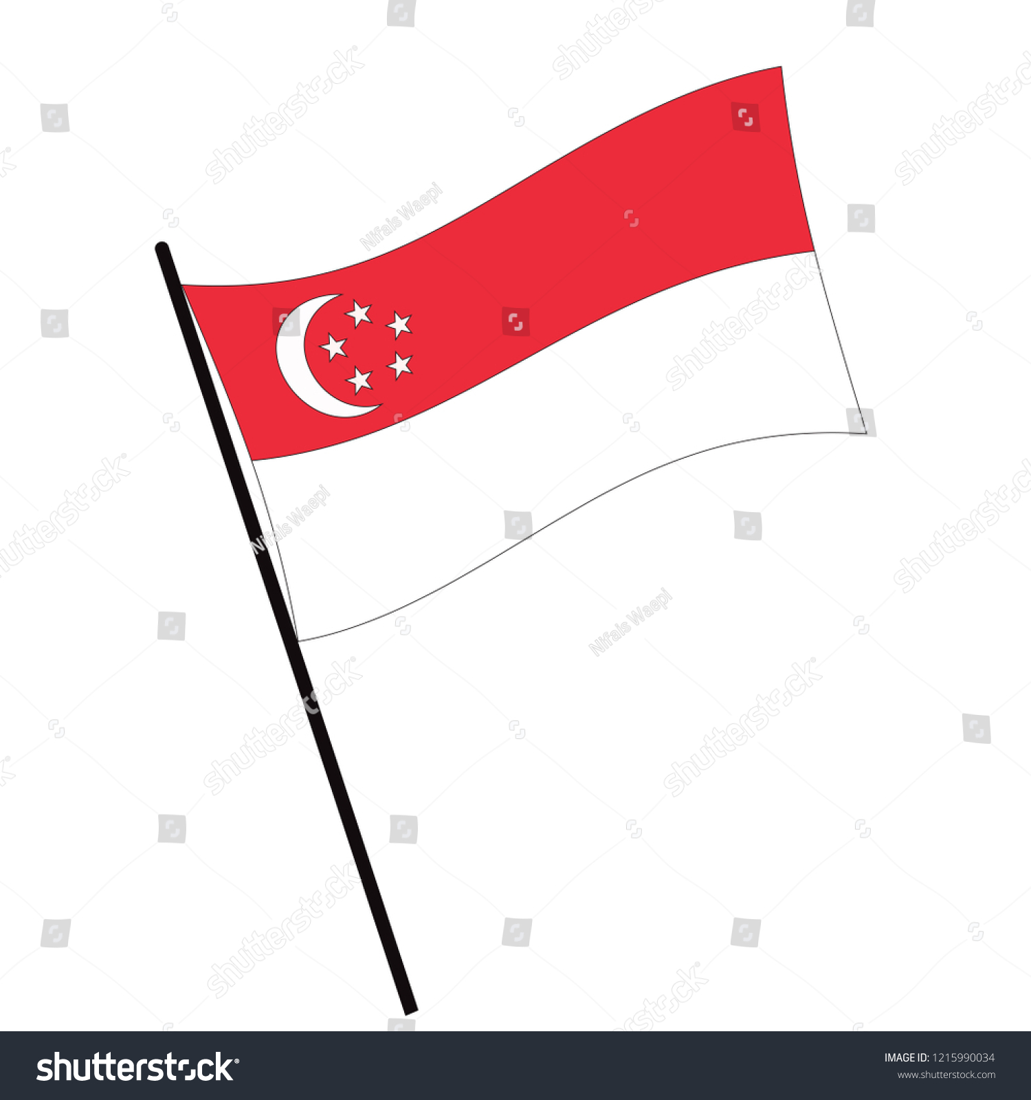 Flag Singapore Singapore Flag Waving Isolated Stock Vector Royalty Free Shutterstock