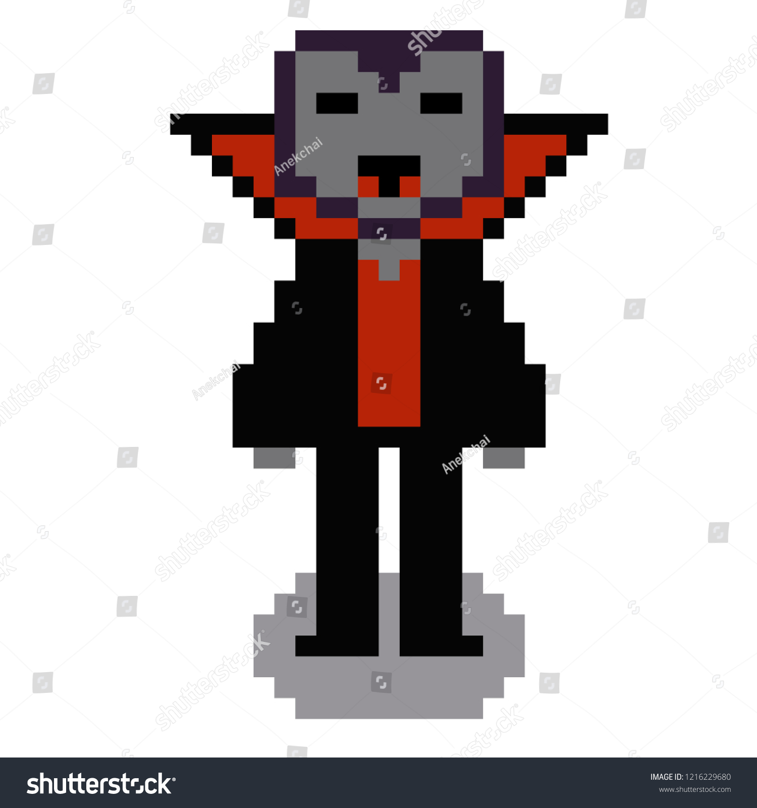 Pixel Art Vampire Stock Vector Royalty Free 1216229680 Shutterstock 7310