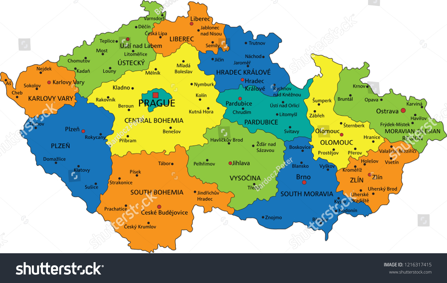 Stock Vector Colorful Czech Republic Political Map With Clearly Labeled Separated Layers Vector Illustration 1216317415 