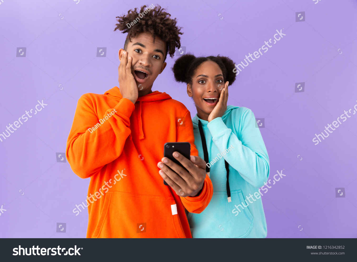 Photo Shocked African American Brother Sister Stock Photo 1216342852 ...