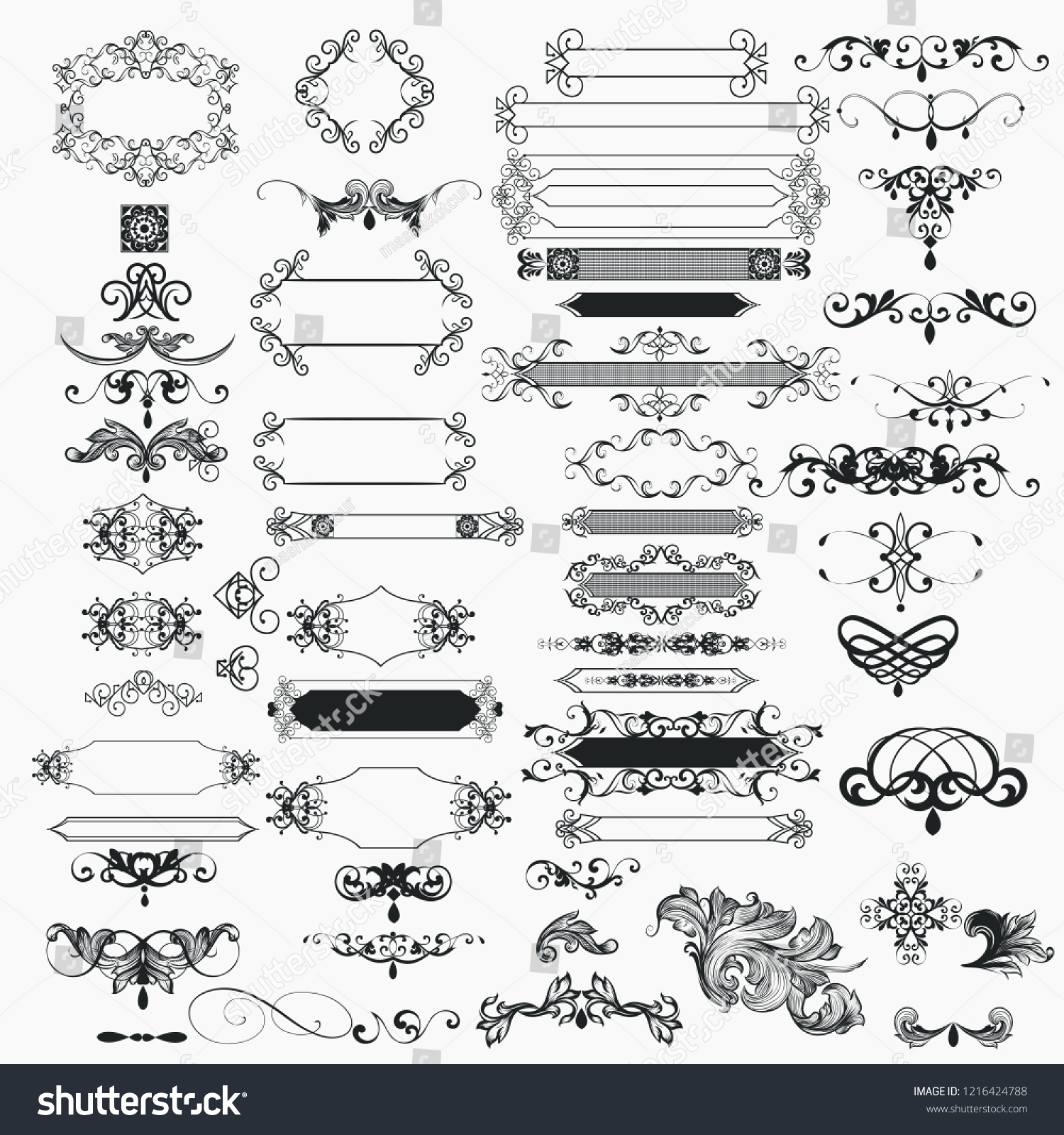 Collection Vector Vintage Design Elements Stock Vector (Royalty Free ...