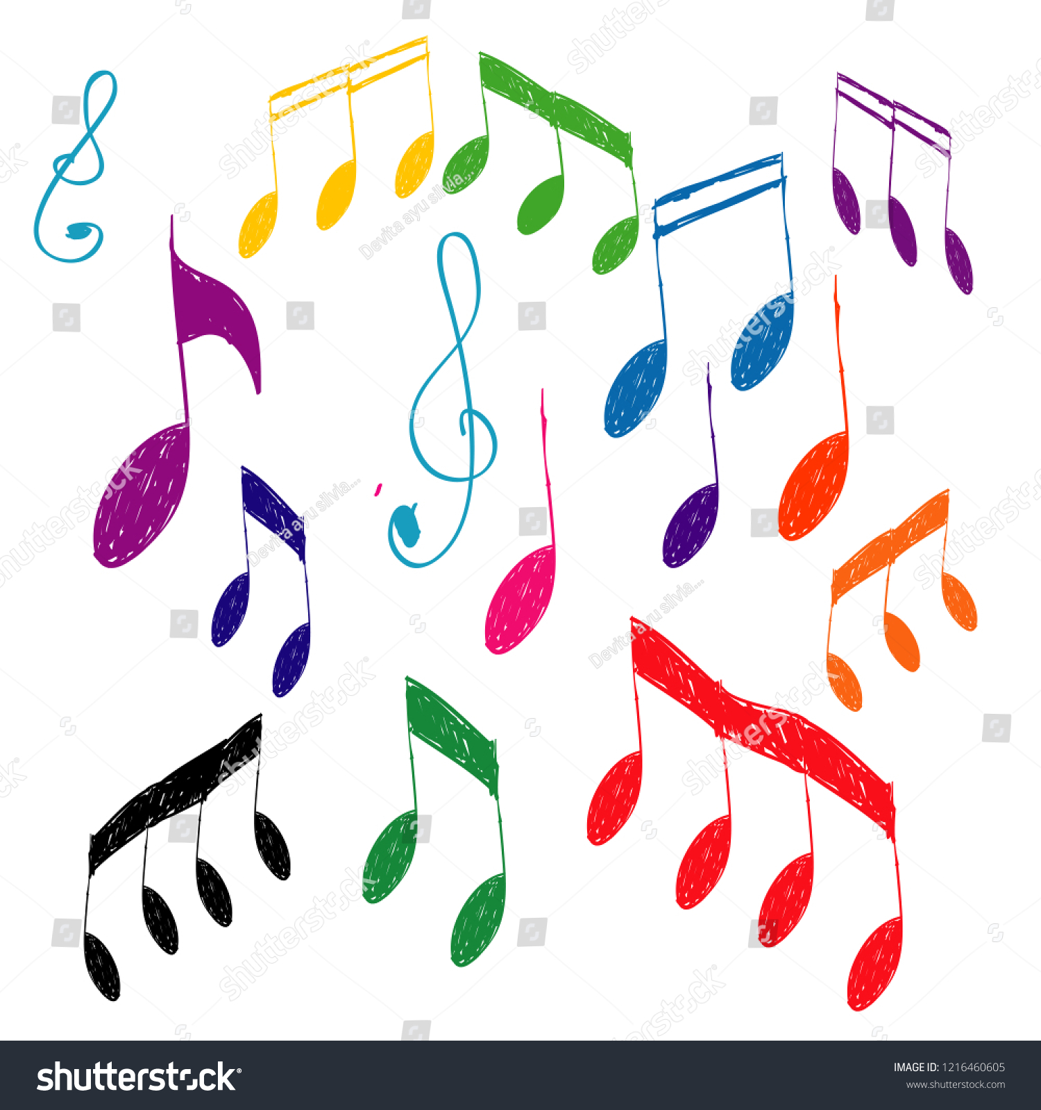 Colorful Music Note Illustration Doodle Stock Vector (Royalty Free ...