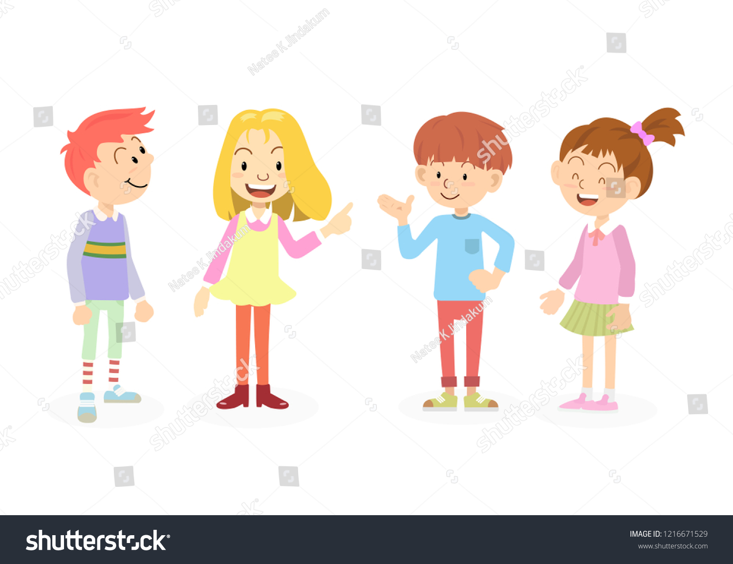 Happy Cute School Kids Talk Friends Stock Vector (Royalty Free ...