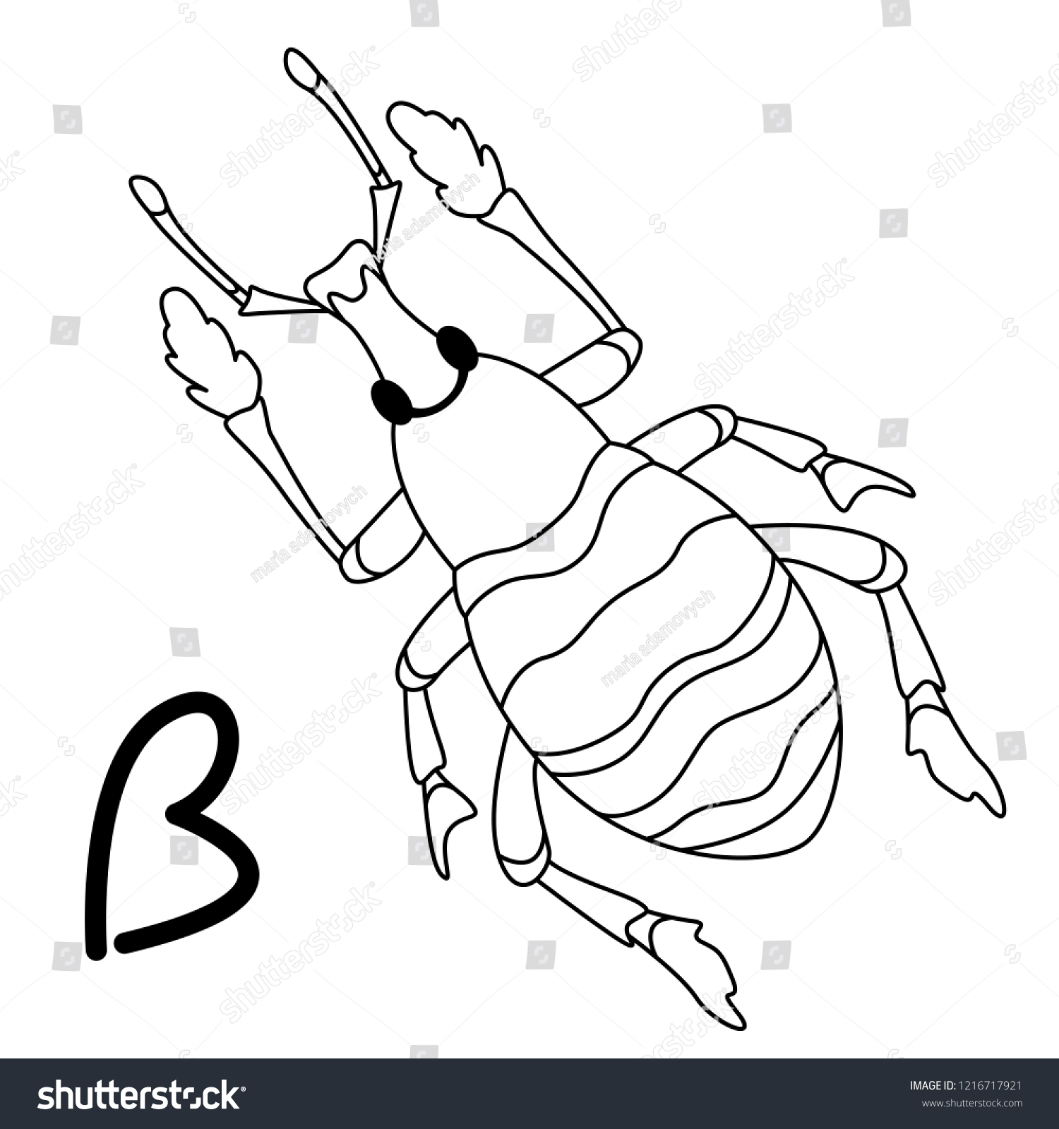Beetle Weevil Vector Illustration Coloring Book Stock Vector (Royalty ...