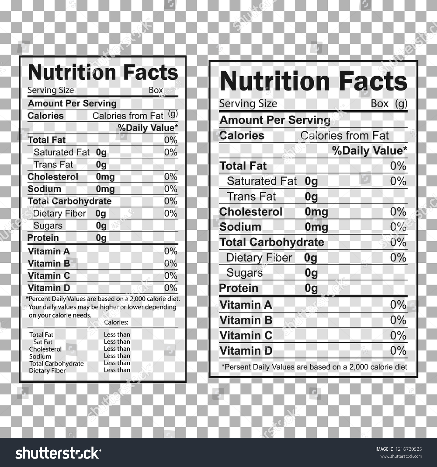 Nutrition Facts Information Information About Amount Stock Vector 