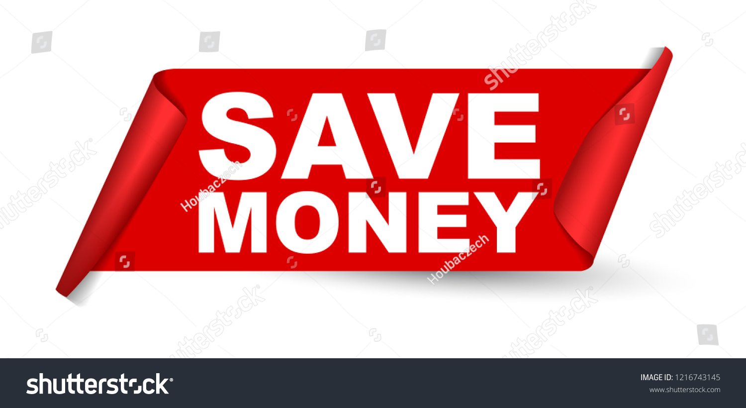 Red Vector Banner Save Money Stock Vector (royalty Free) 1216743145 