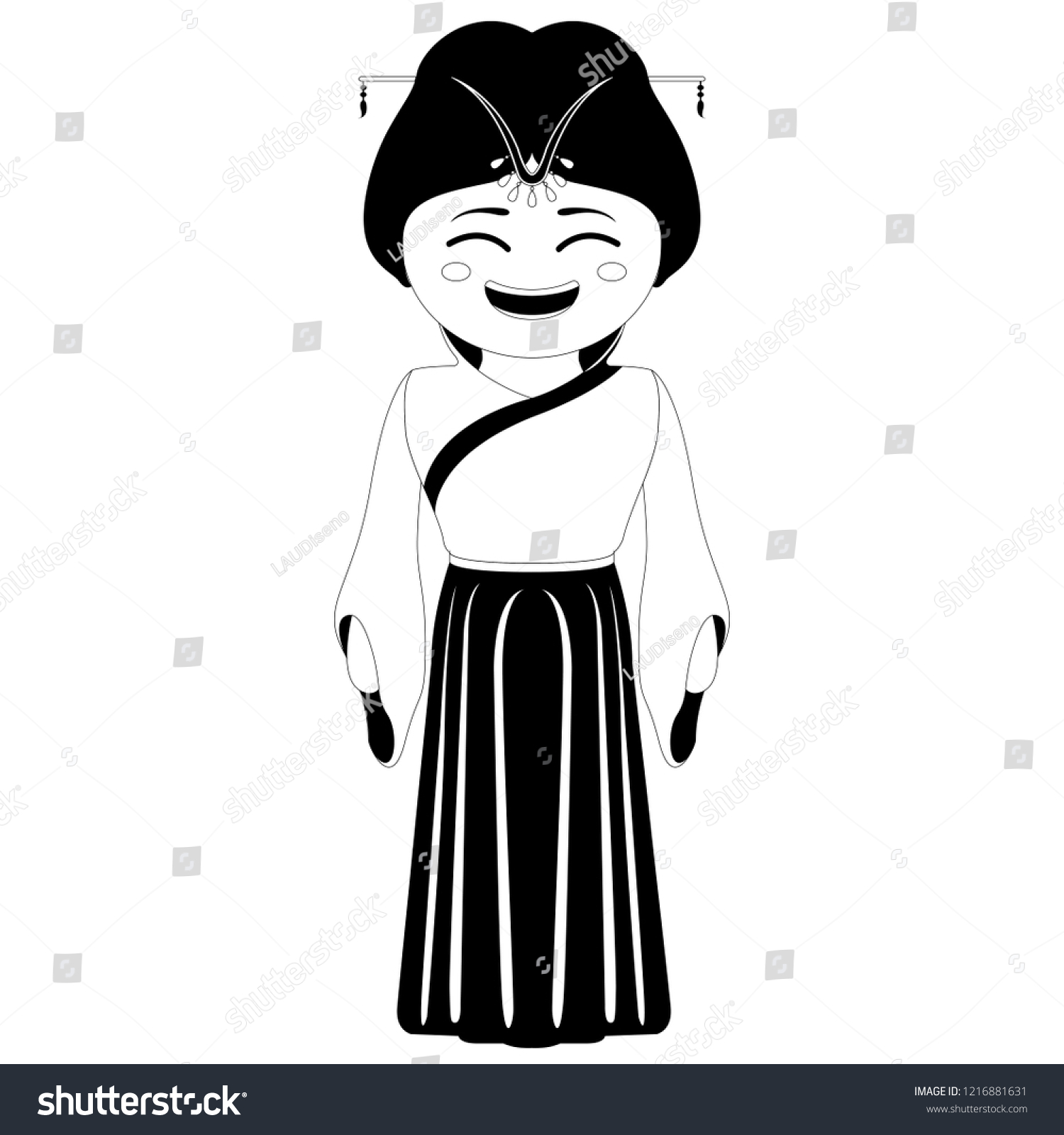 Isolated Traditional Asian Cartoon Character Vector Stock Vector ...