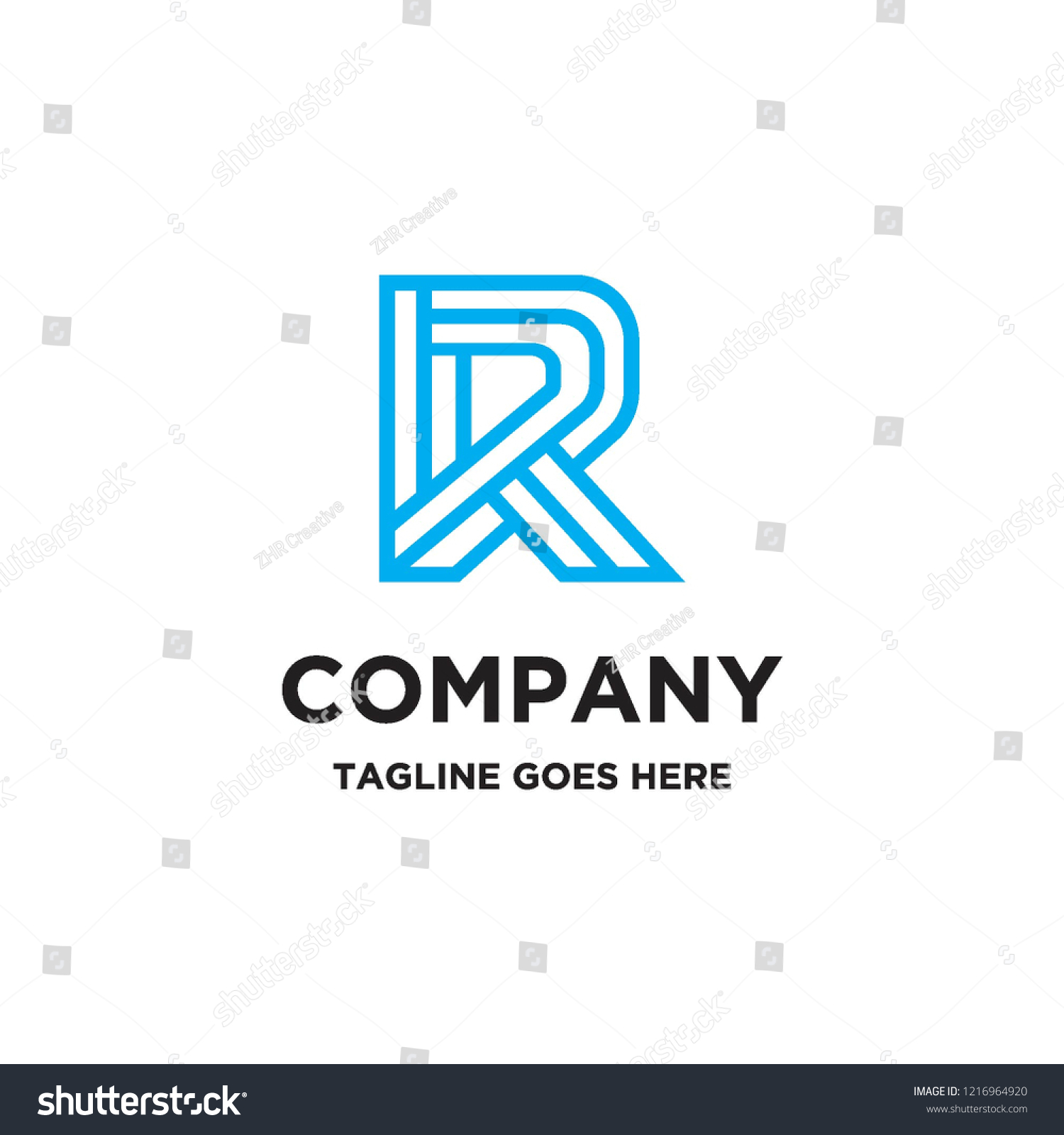 Geometric Monoline Letter R Initial Logo Stock Vector (Royalty Free ...