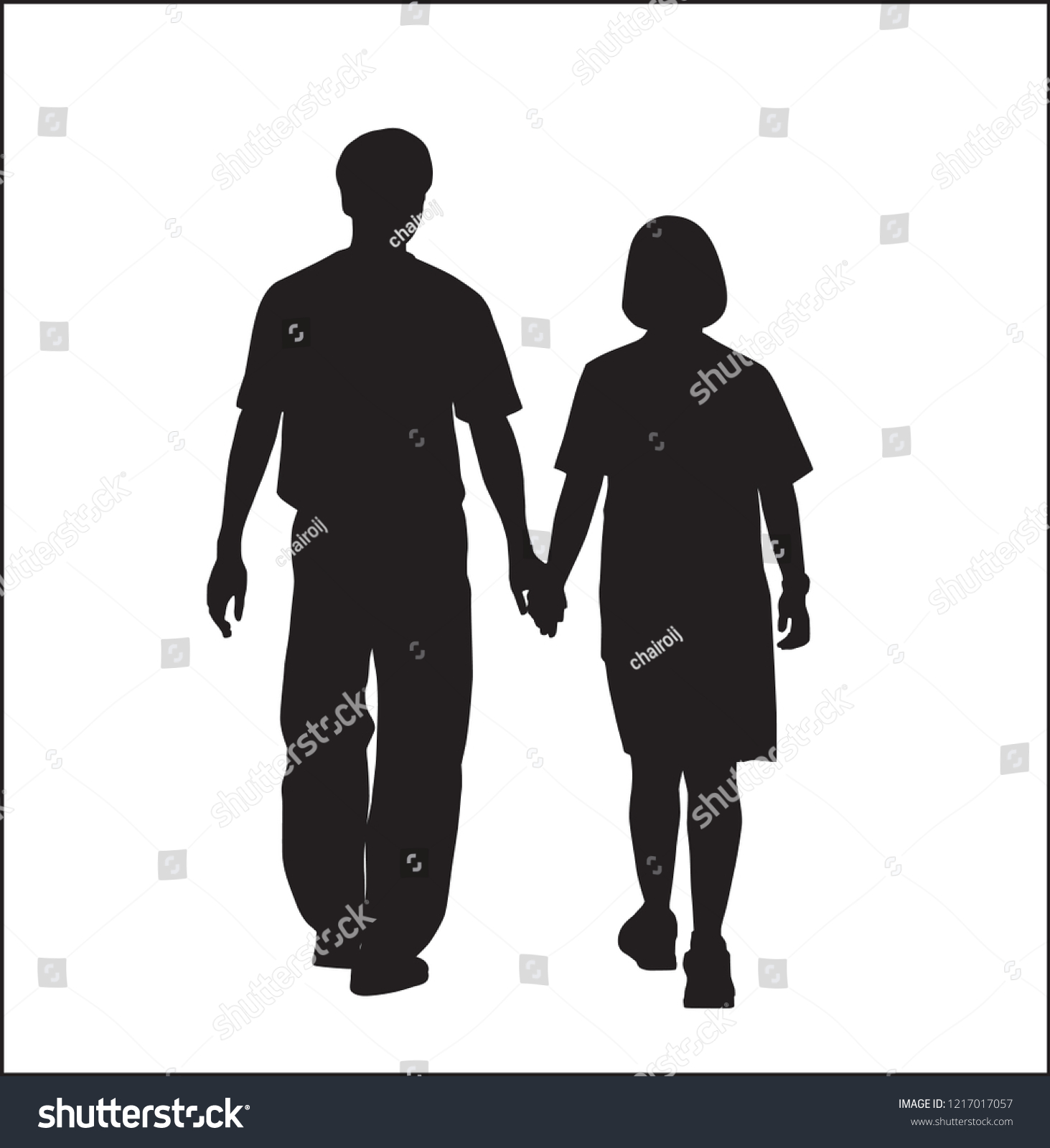 Silhouette Vector Young Couple Stock Vector (Royalty Free) 1217017057 ...