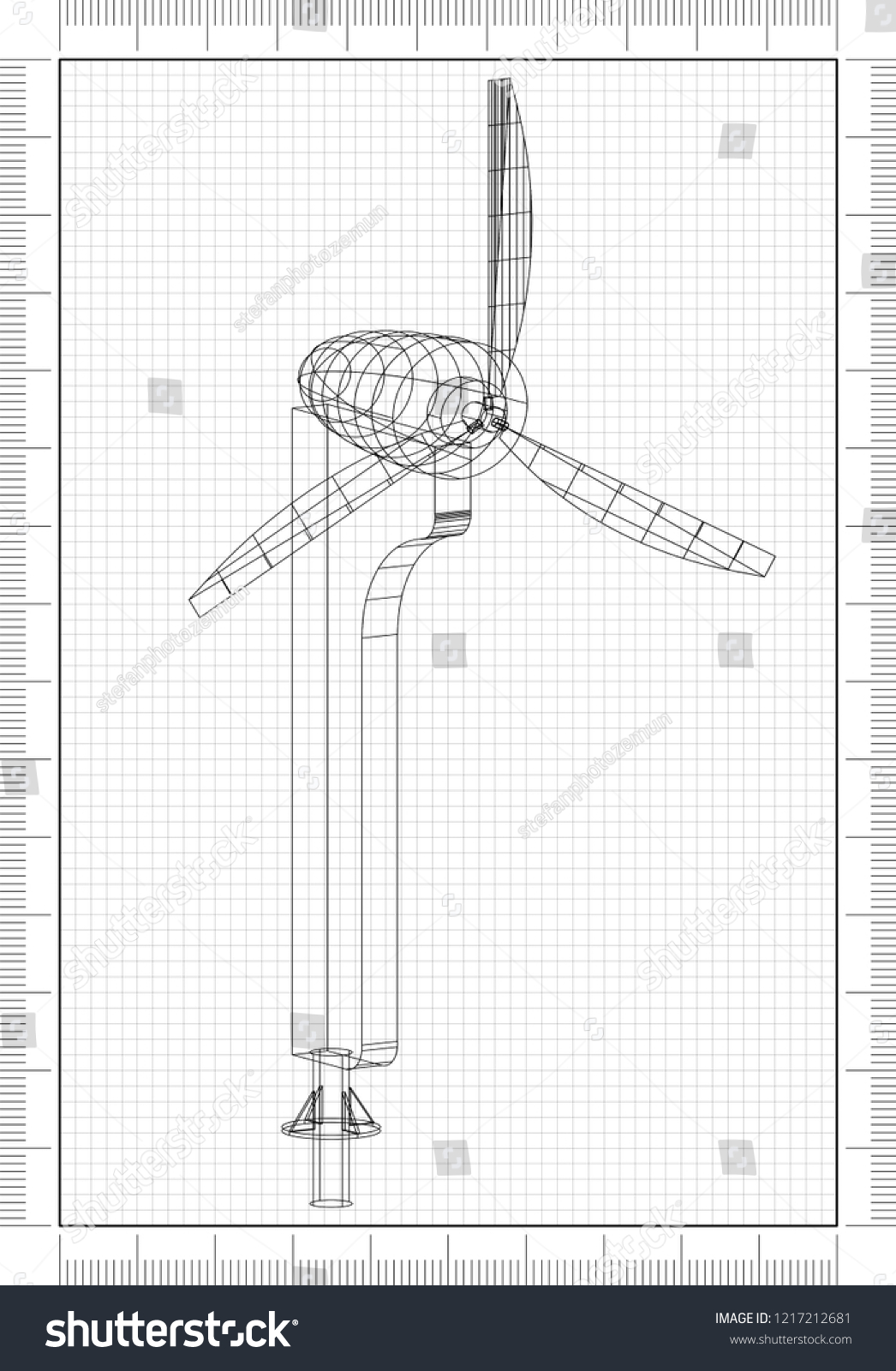 Wind Turbine Architect Blueprint Stock Illustration 1217212681 ...