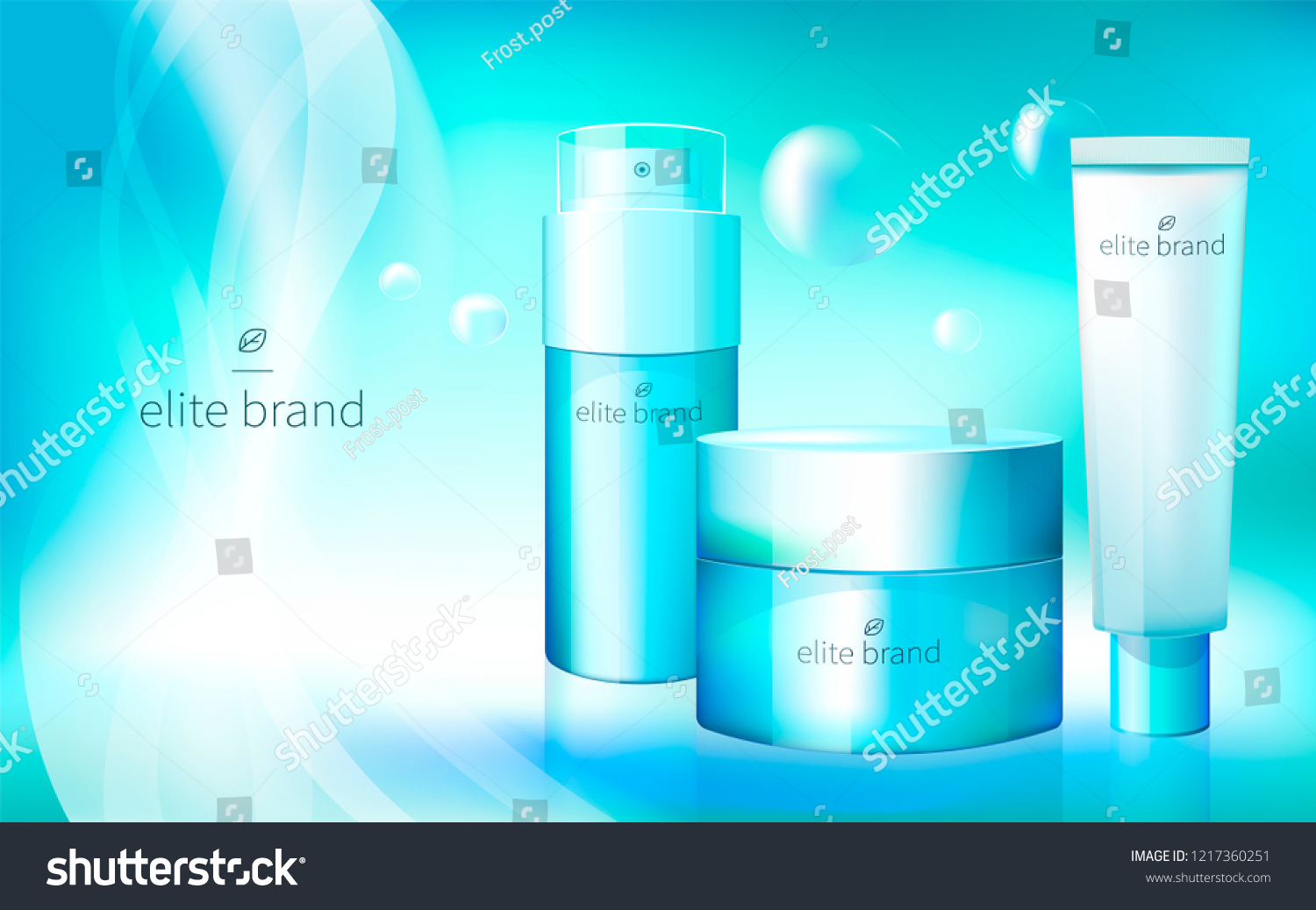 Bottles Cosmetics On Bright Gentle Background Stock Vector (Royalty ...