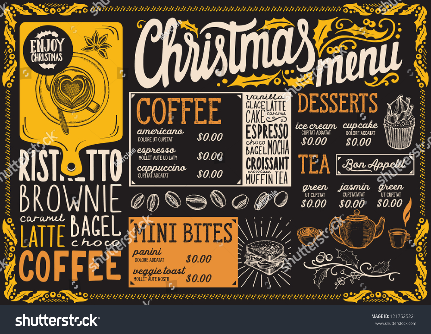 Christmas Menu Template Coffee House On Stock Vector (Royalty Free