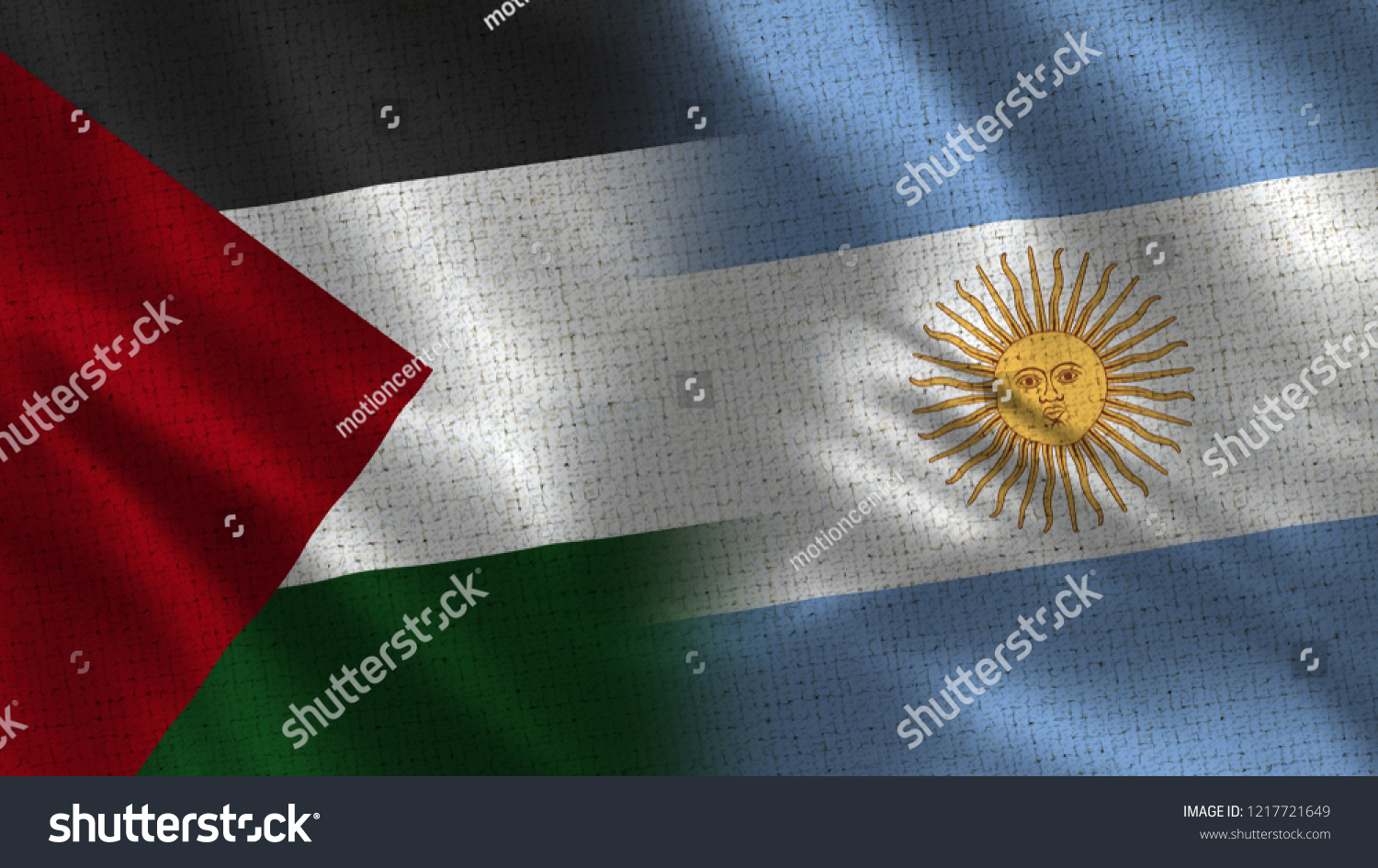 Palestine Argentina 3d Illustration Two Flag Stock Illustration   Stock Photo Palestine And Argentina D Illustration Two Flag Together Fabric Texture 1217721649 