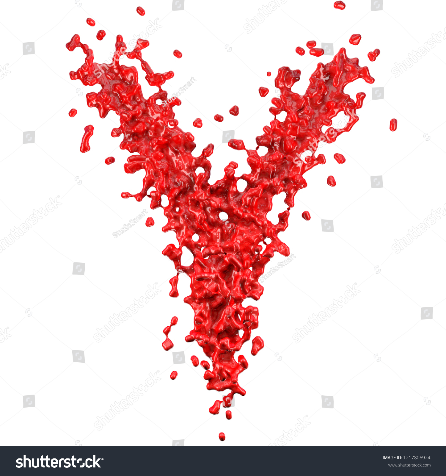 Red Paint Splash Letter Y Isolated Stock Illustration