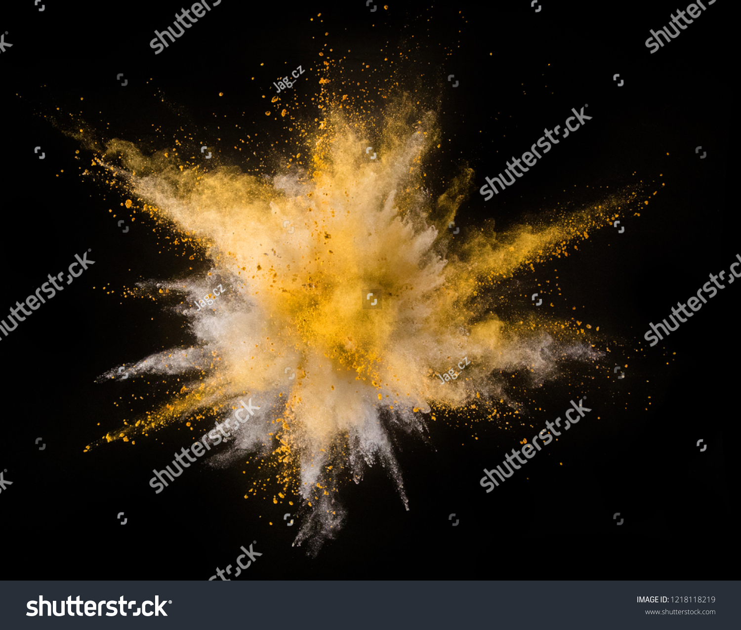 Explosion Yellow Powder Isolated On Black Stock Photo Shutterstock