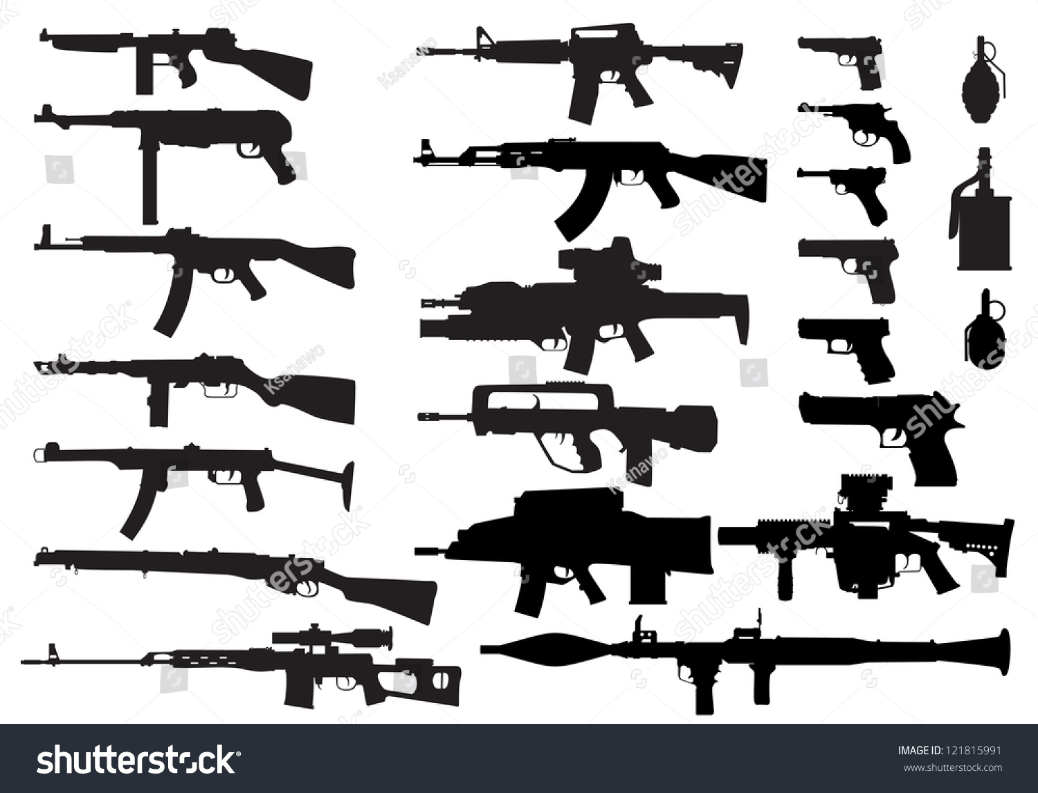 Large Set Modern Small Arms Vector Stock Vector (Royalty Free ...