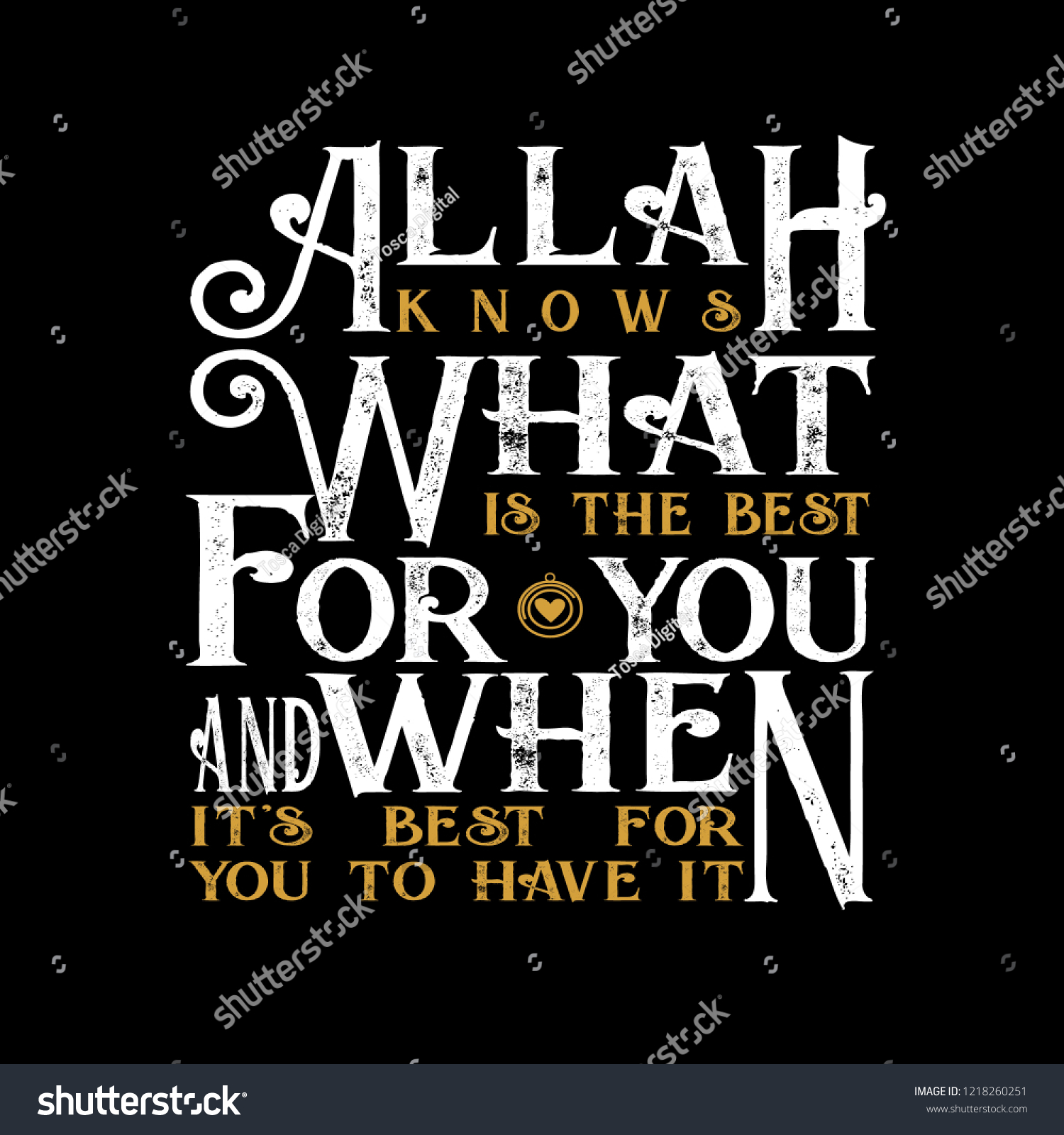 Muslim Quote Saying Allah Knows What Stock Vector (Royalty Free ...