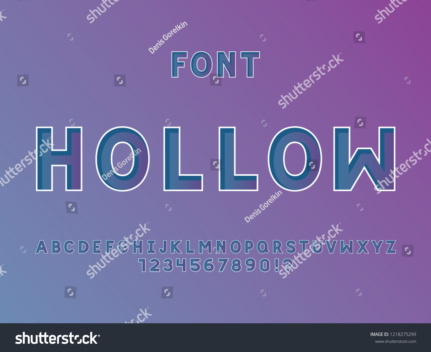 Hollow Font Vector Alphabet Letters Numbers Stock Vector (Royalty Free ...