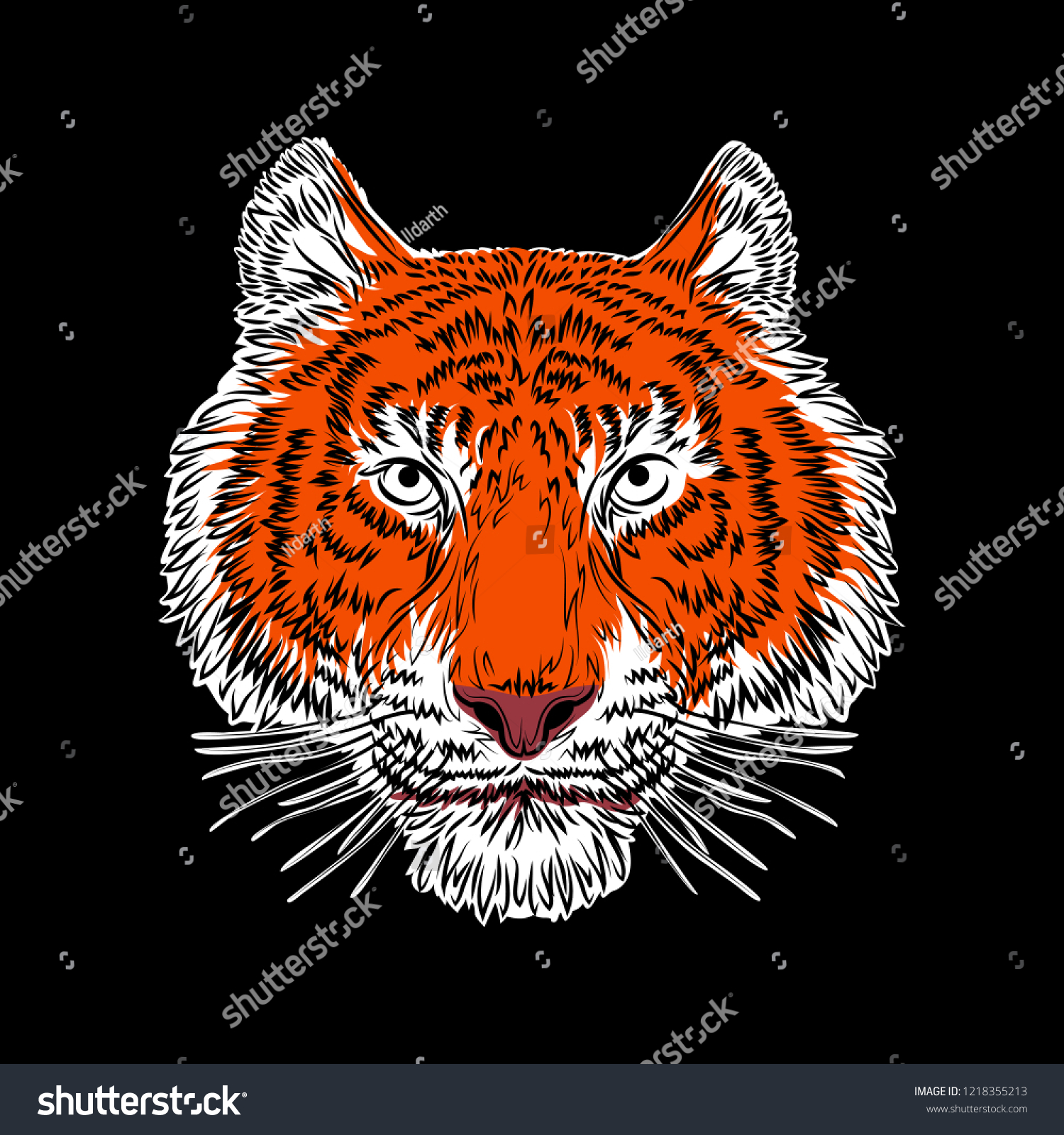 Tiger Face Color Stock Vector (Royalty Free) 1218355213 | Shutterstock