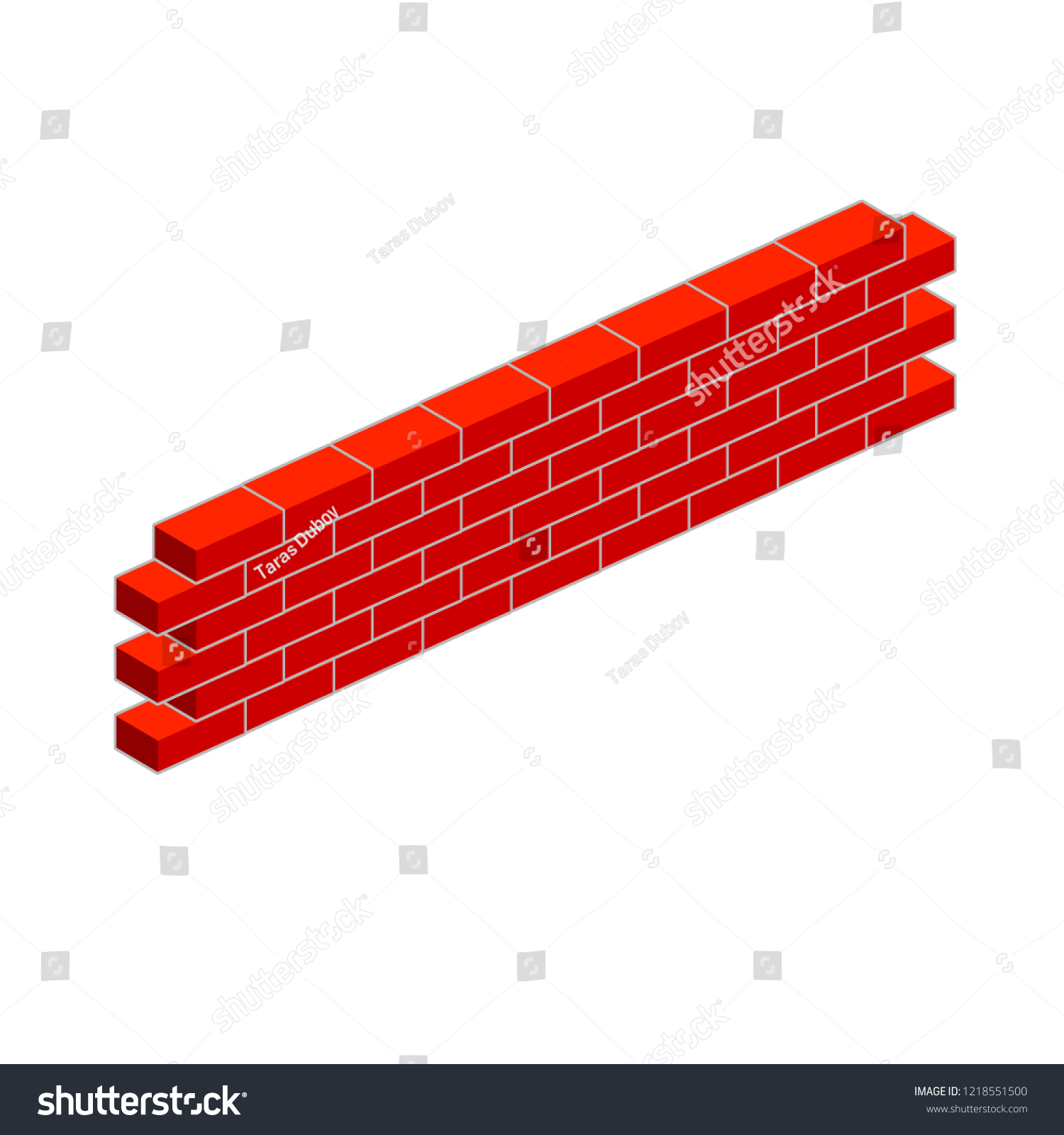 Red Brick Wall Isometric View Construction Stock Vector (Royalty Free ...