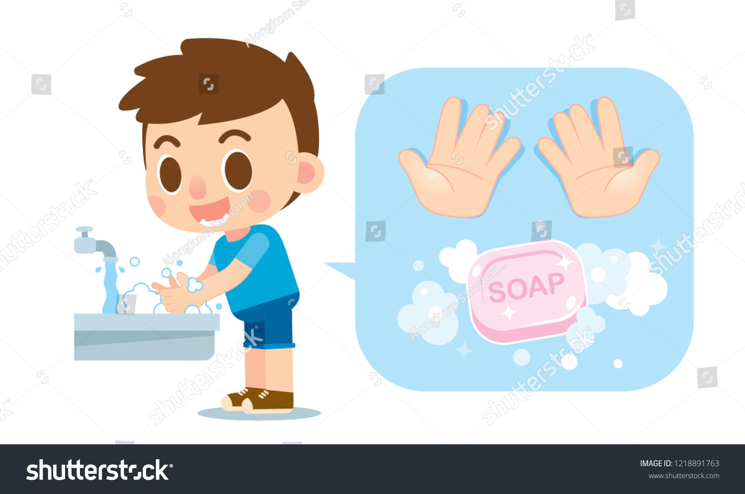 Мытье рук с мылом вектор