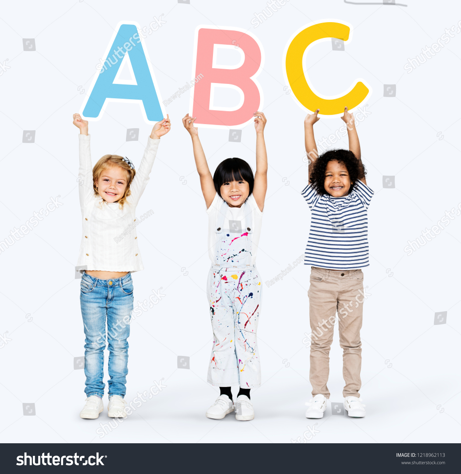 Diverse Happy Kids Learning Abc Stock Photo 1218962113 | Shutterstock