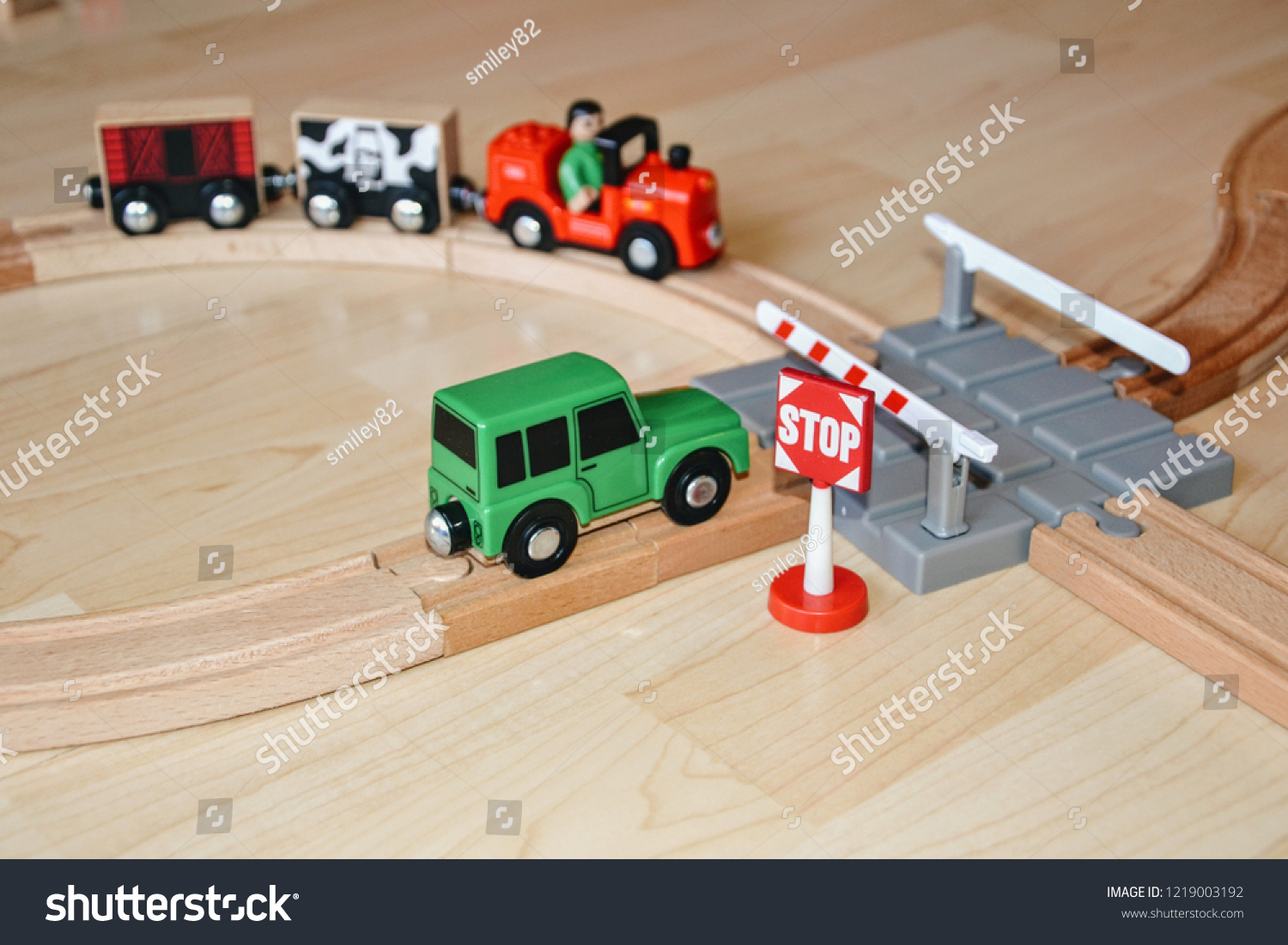 wooden railroad crossing toy