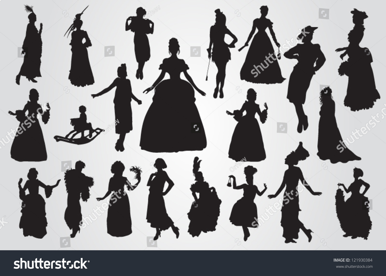 vintage lady silhouette clip art