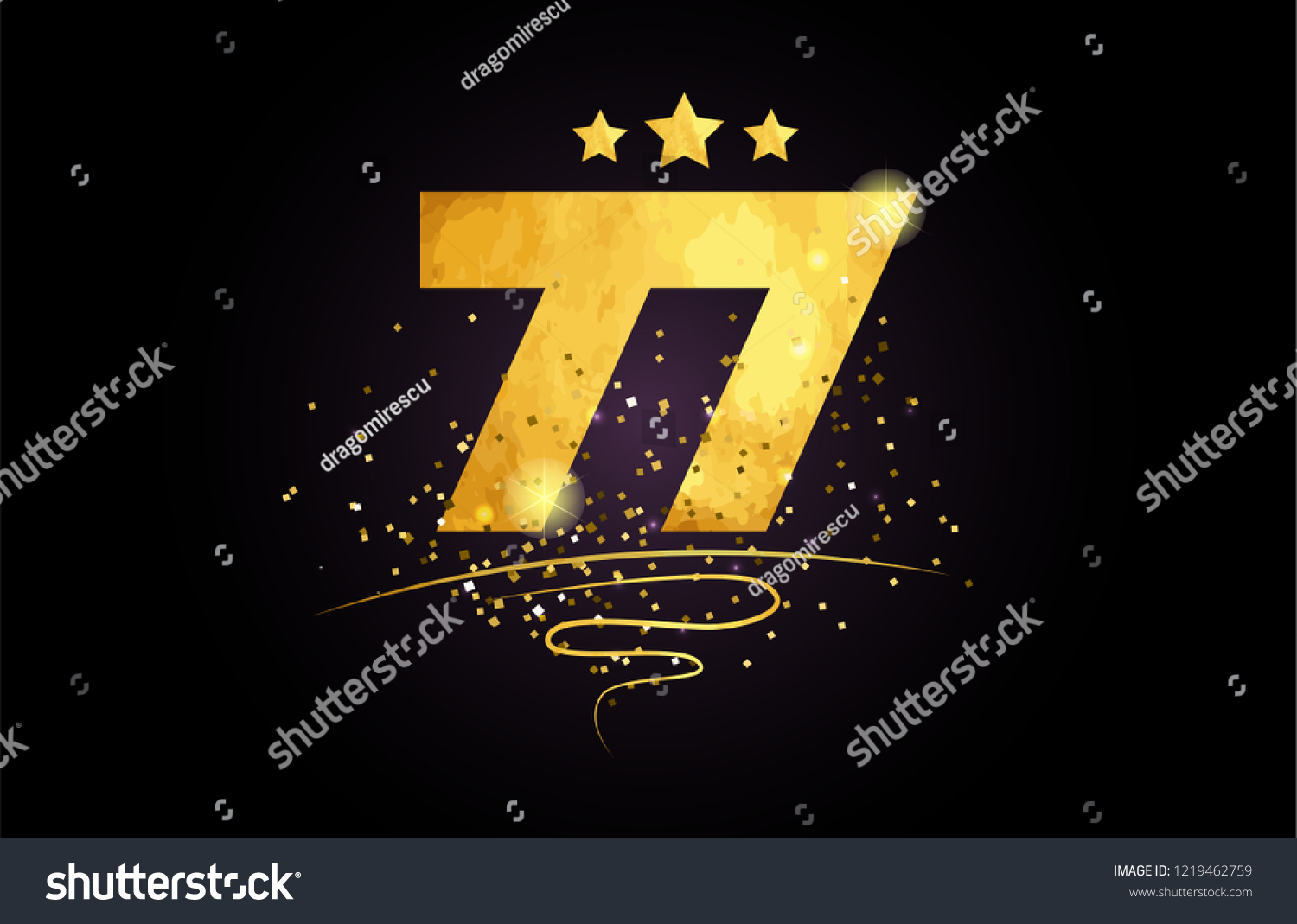 77-number-star-golden-glitter-on-stock-vector-royalty-free-1219462759