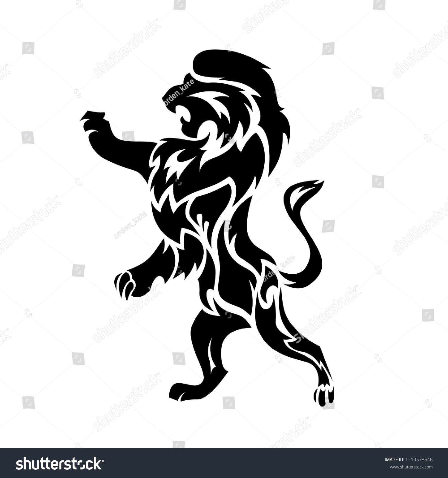 Vector Illustration Black Lion On White Stock Vector (Royalty Free ...