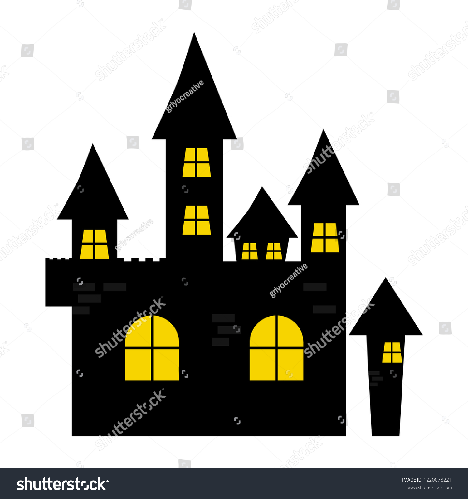 Silhoutte Horror Castle Light Window Stock Vector (Royalty Free ...