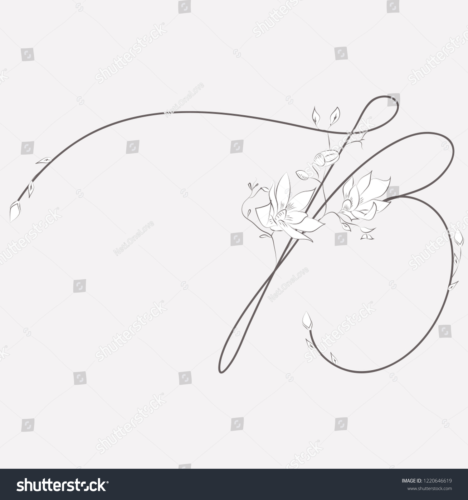 Vector Hand Drawn Floral B Monogram Stock Vector (Royalty Free ...