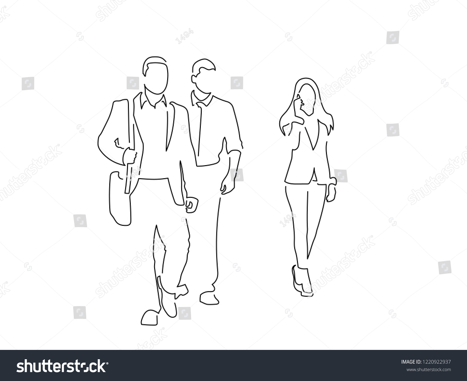 People Walking Isolated Line Drawing Vector Stock Vector (Royalty Free ...