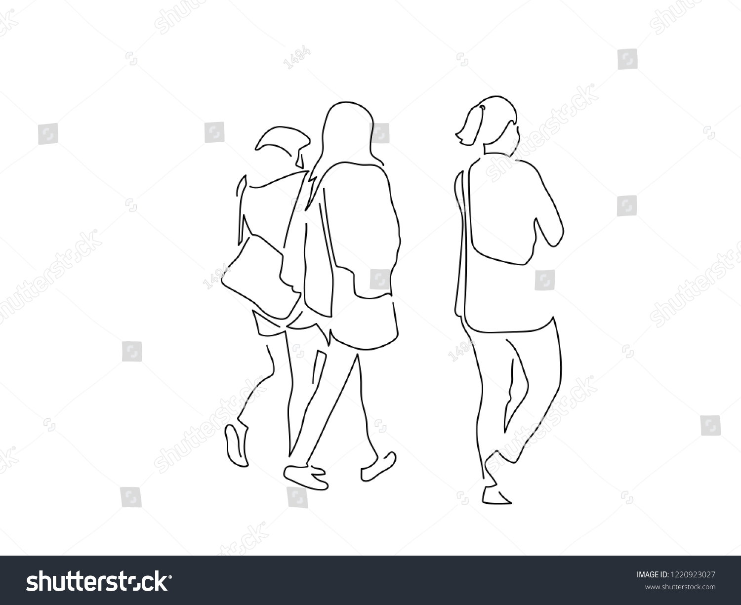 People Walking Isolated Line Drawing Vector Stock Vector (Royalty Free ...