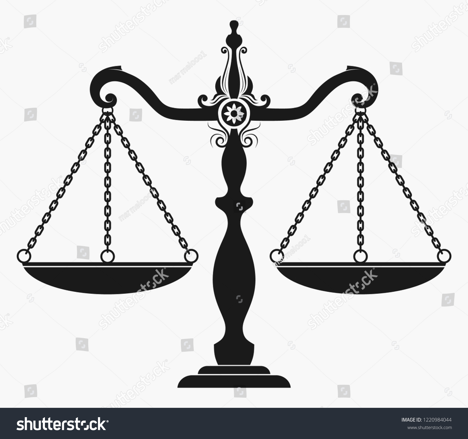 Silhouette Court Scales Stock Vector (Royalty Free) 1220984044 ...