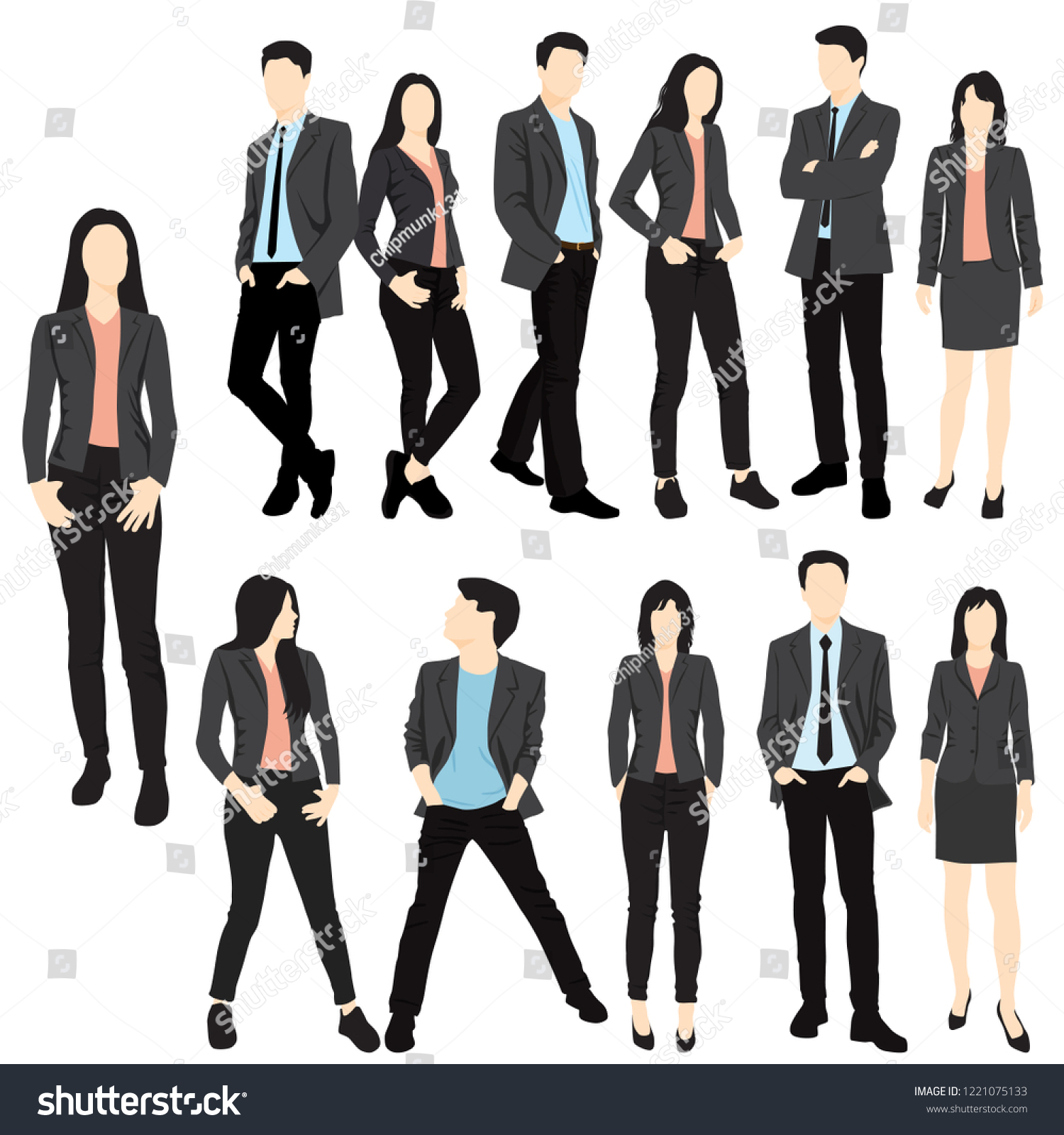 Set Men Women Standing Various Poses Stock Vector (Royalty Free ...