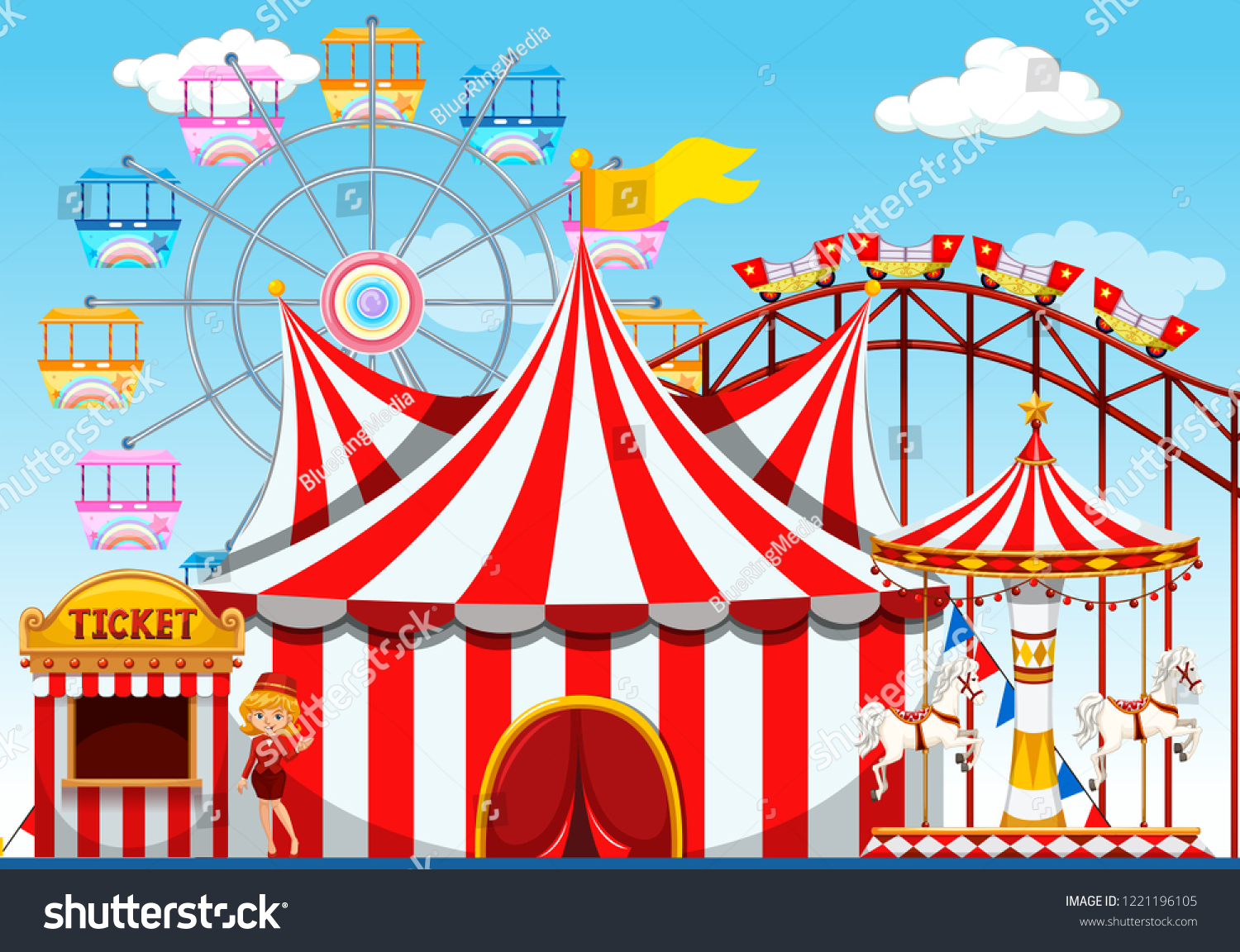 Theme Park Background Illustration Stock Vector (Royalty Free ...