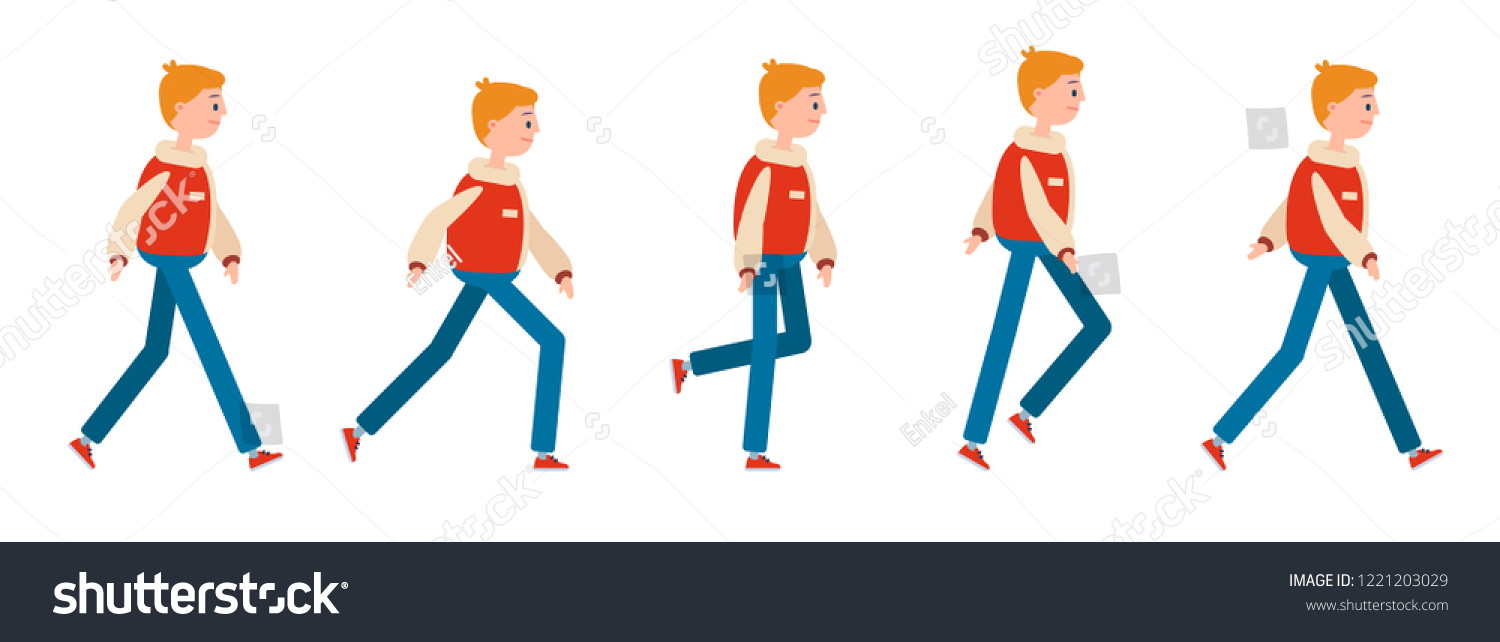 Animation Human Gait Young Guy Character Stock Vector (Royalty Free ...