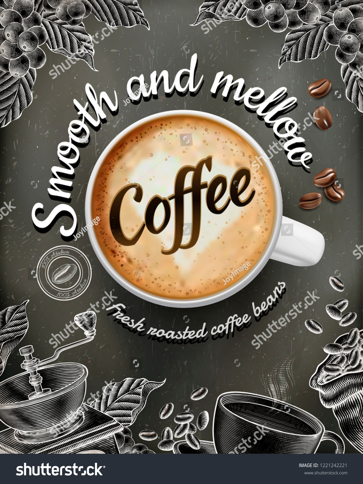 Coffee Poster Ads 3d Illustratin Latte Stock Vector (Royalty Free ...