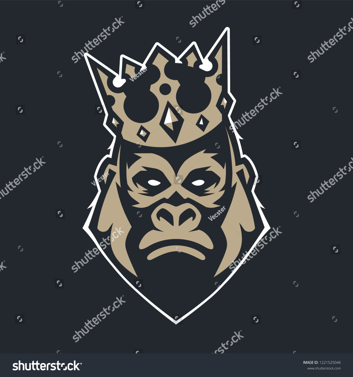 Gorilla Crown Mascot Vector Art Frontal Stock Vector (Royalty Free ...