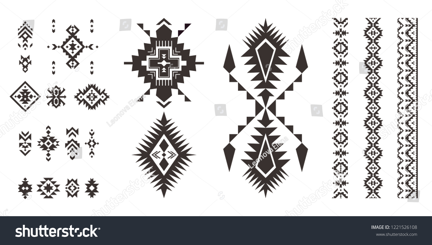 Set Tribal Decorative Elements Isolated On Stock Vector (Royalty Free ...