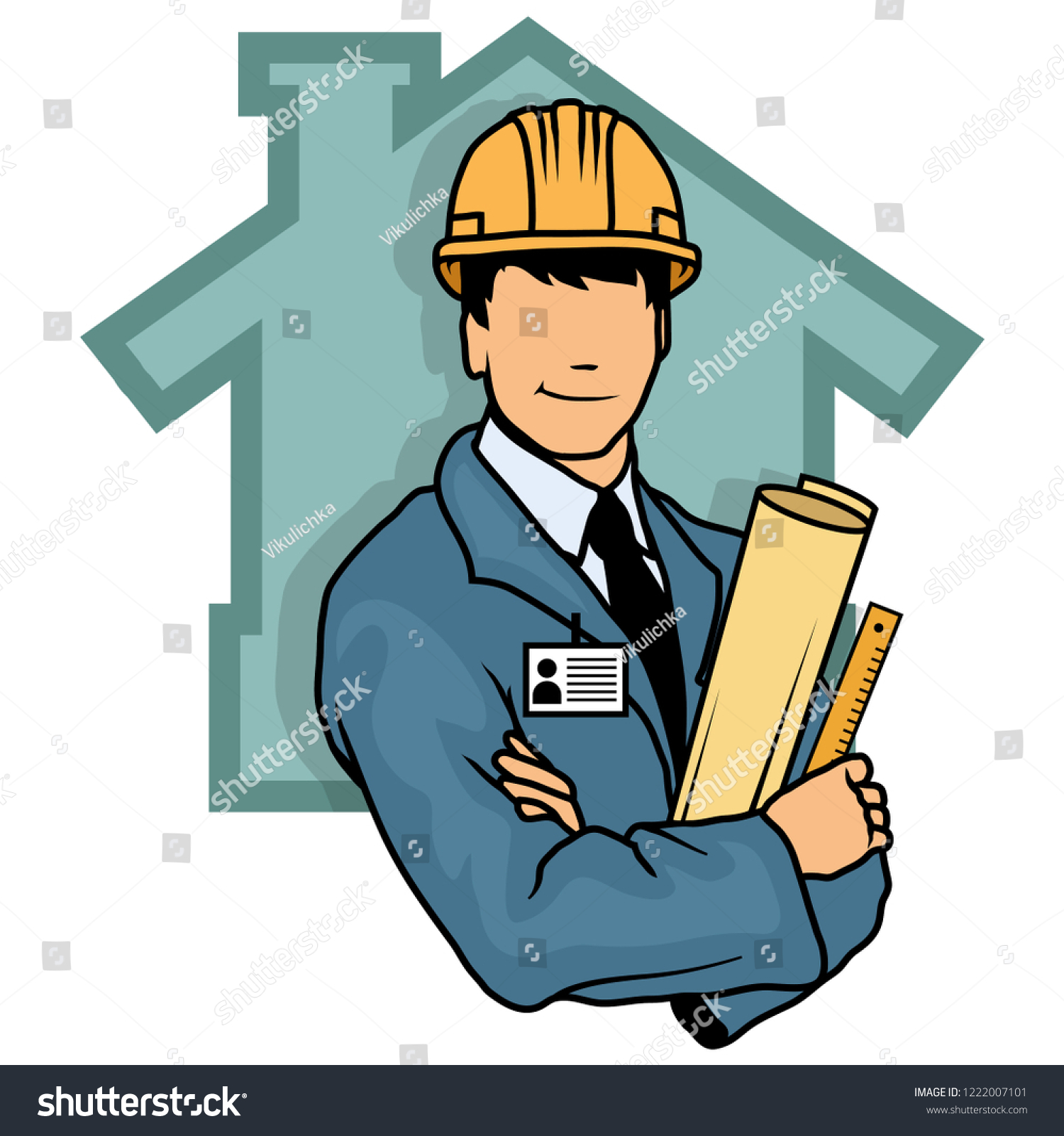 Cartoon Engineer Engineer Logo Stock Vector (Royalty Free) 1222007101 ...