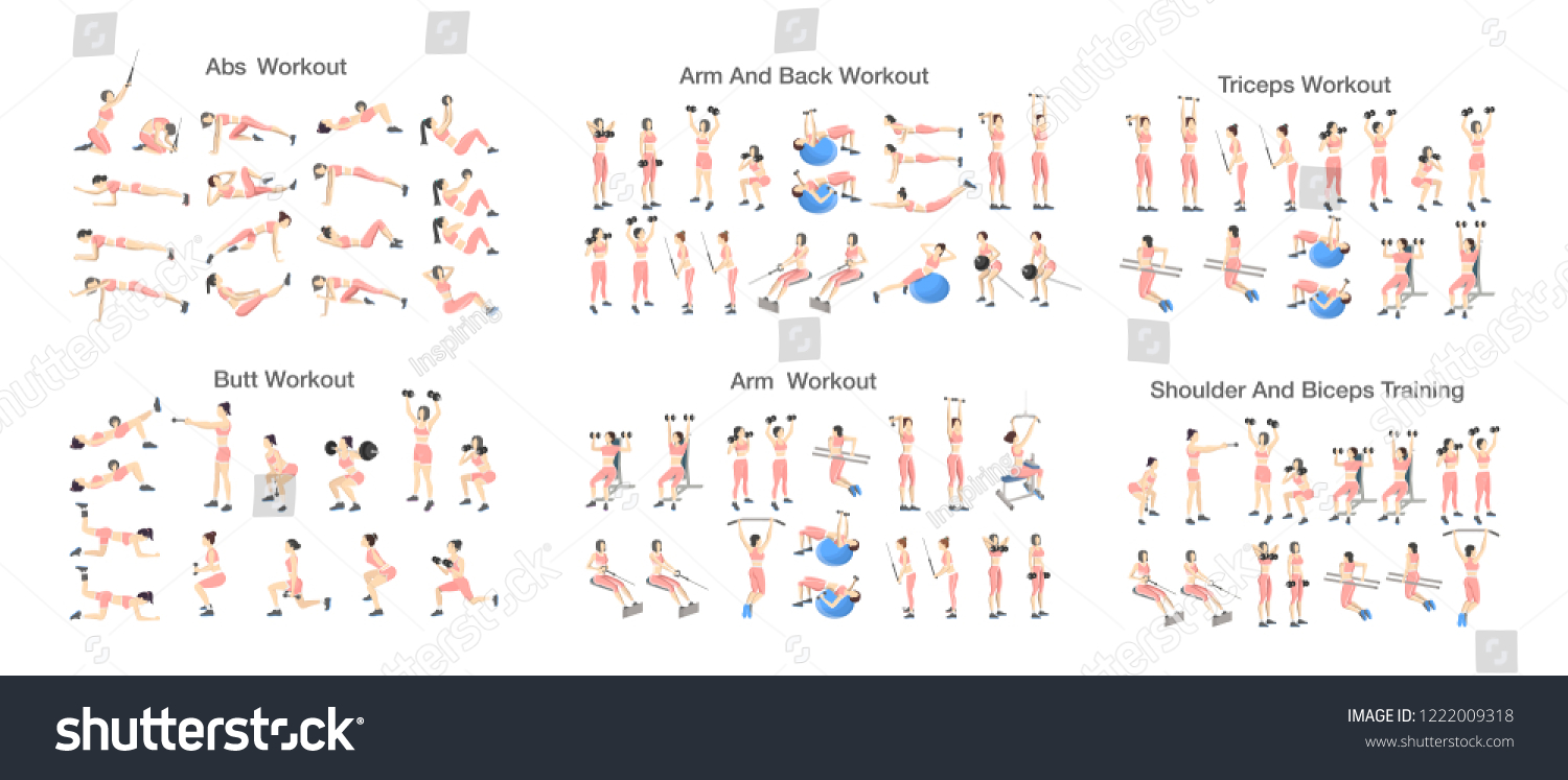 Big Set People Doing Exercises Gym Stock Vector (Royalty Free ...