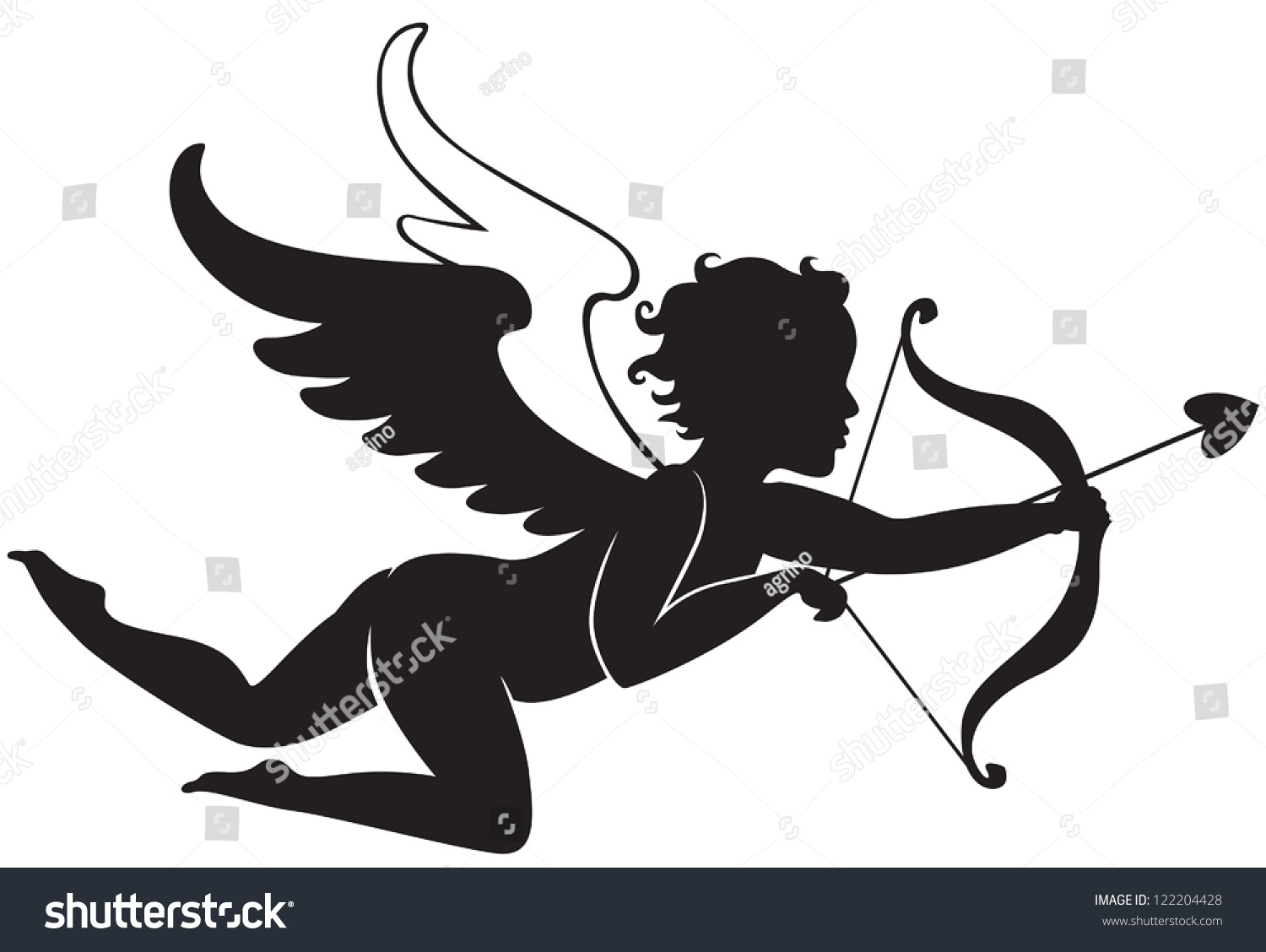 Silhouette Cupid Wings Bow Arrow Stock Vector Royalty Free 122204428 Shutterstock 4598