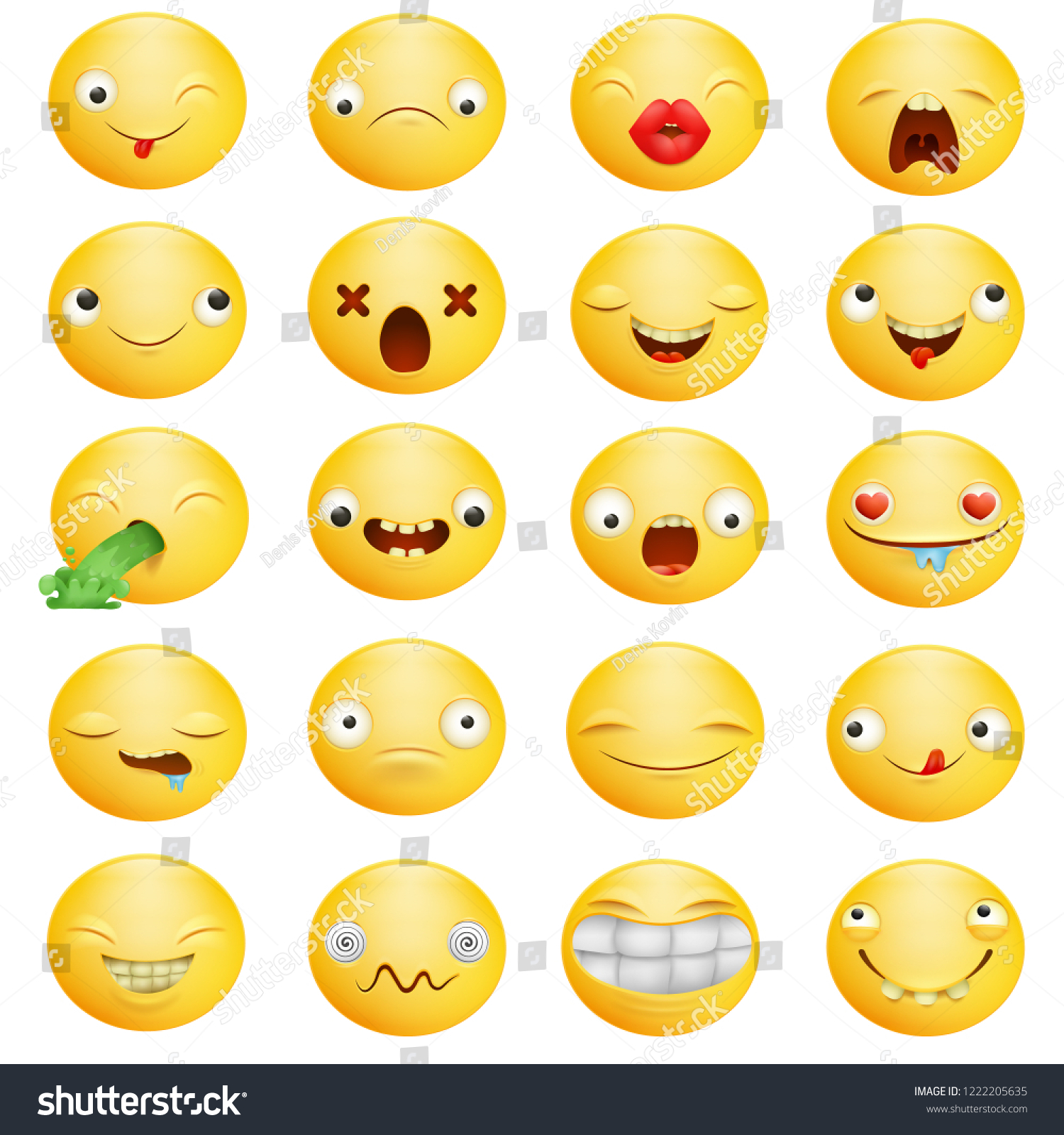 Smiley Emoticon Yellow Cartoon Characters Different Stock Vector ...