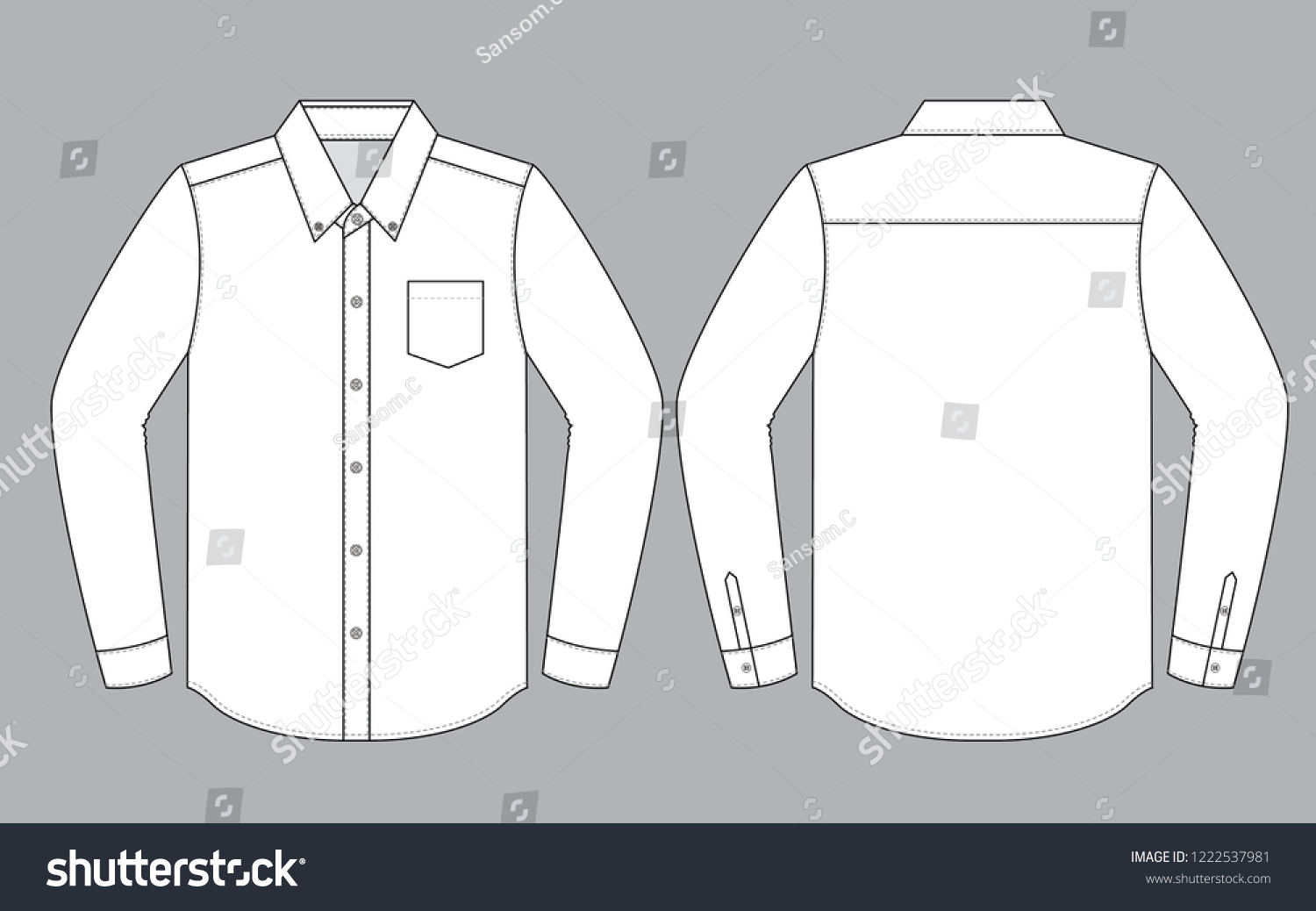 White Long Sleeve Uniform Shirt Vector Stock Vector (Royalty Free ...