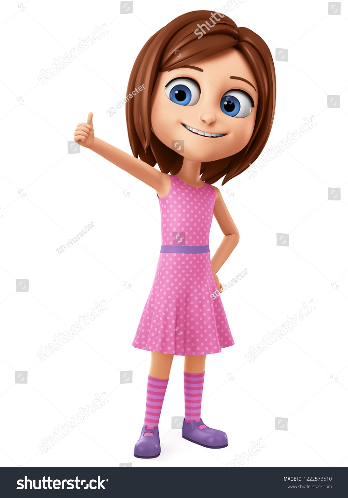 Character Girl Pink Dress Shows Thumb Stock Illustration 1222573510 ...