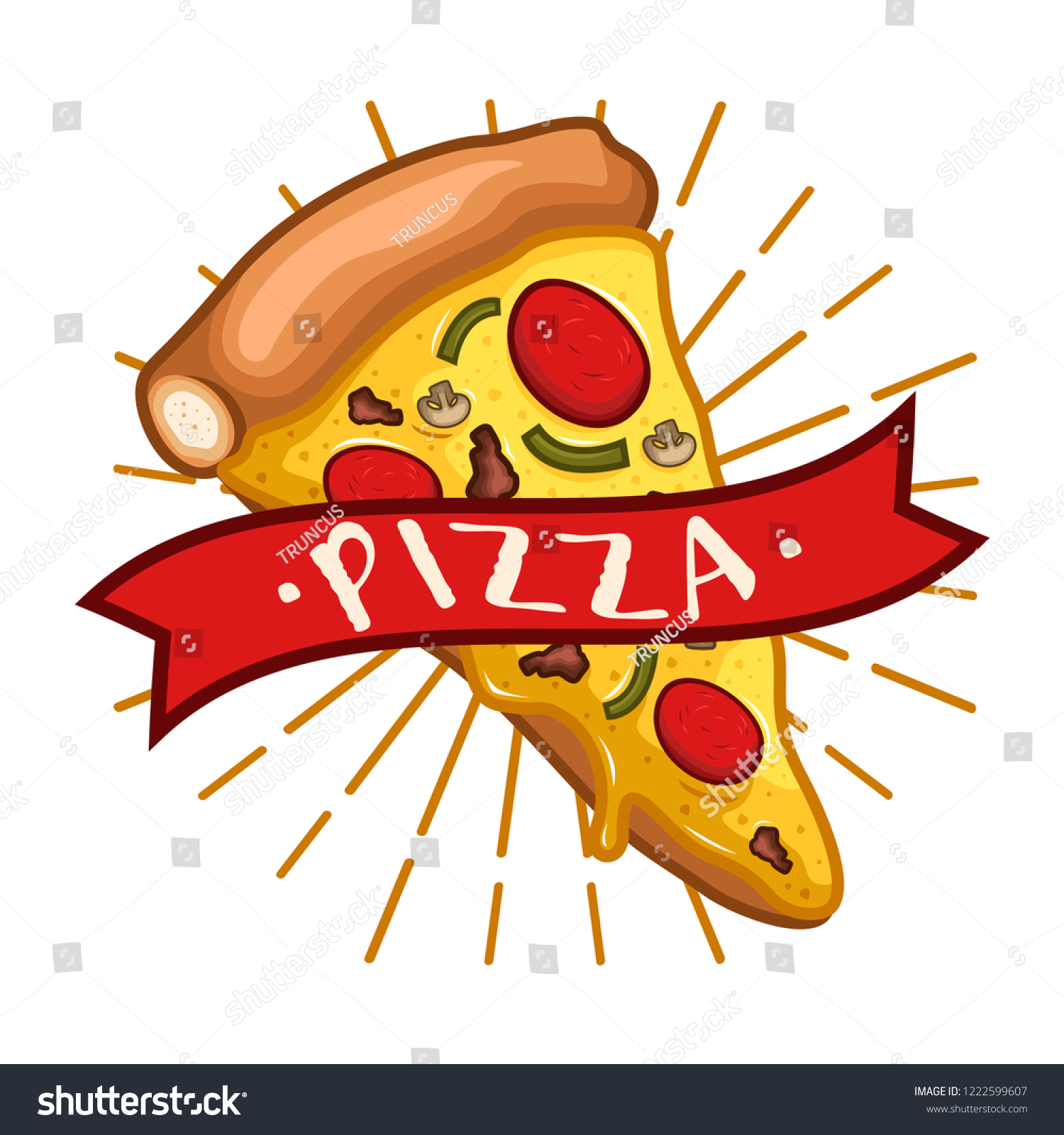 Pizza Logo Font Emblem Badge Object Stock Vector (Royalty Free ...