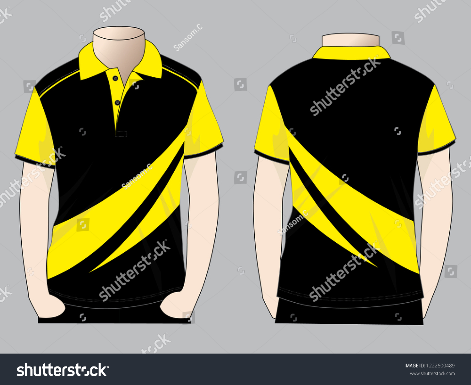 Mens Sport Blackyellow Short Sleeve Polo Stock Vector (Royalty Free ...