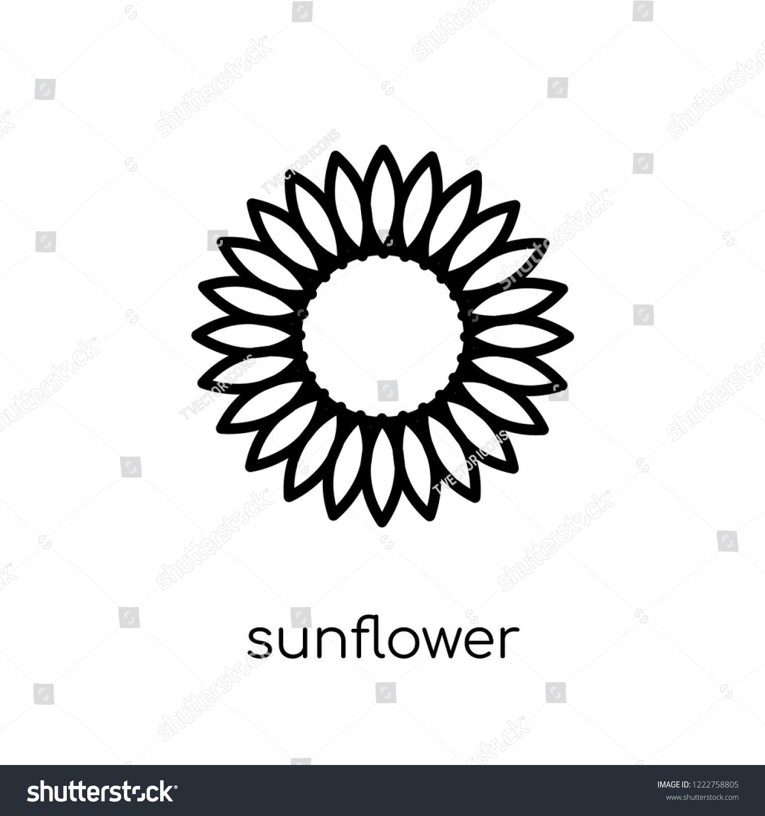 Sunflower Icon Trendy Modern Flat Linear Stock Vector (Royalty Free ...